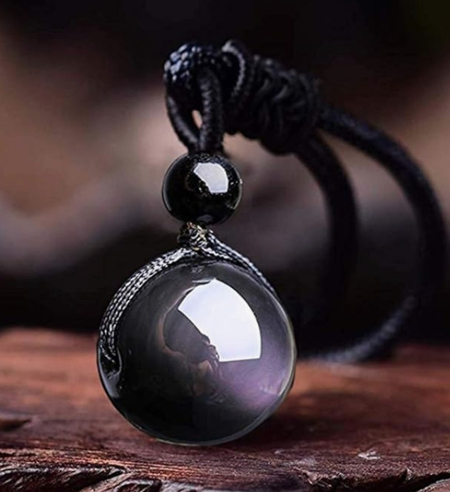 Rainbow Obsidian Pendant 16MM Stone Beaded Necklace Women Men Cord Jewelry