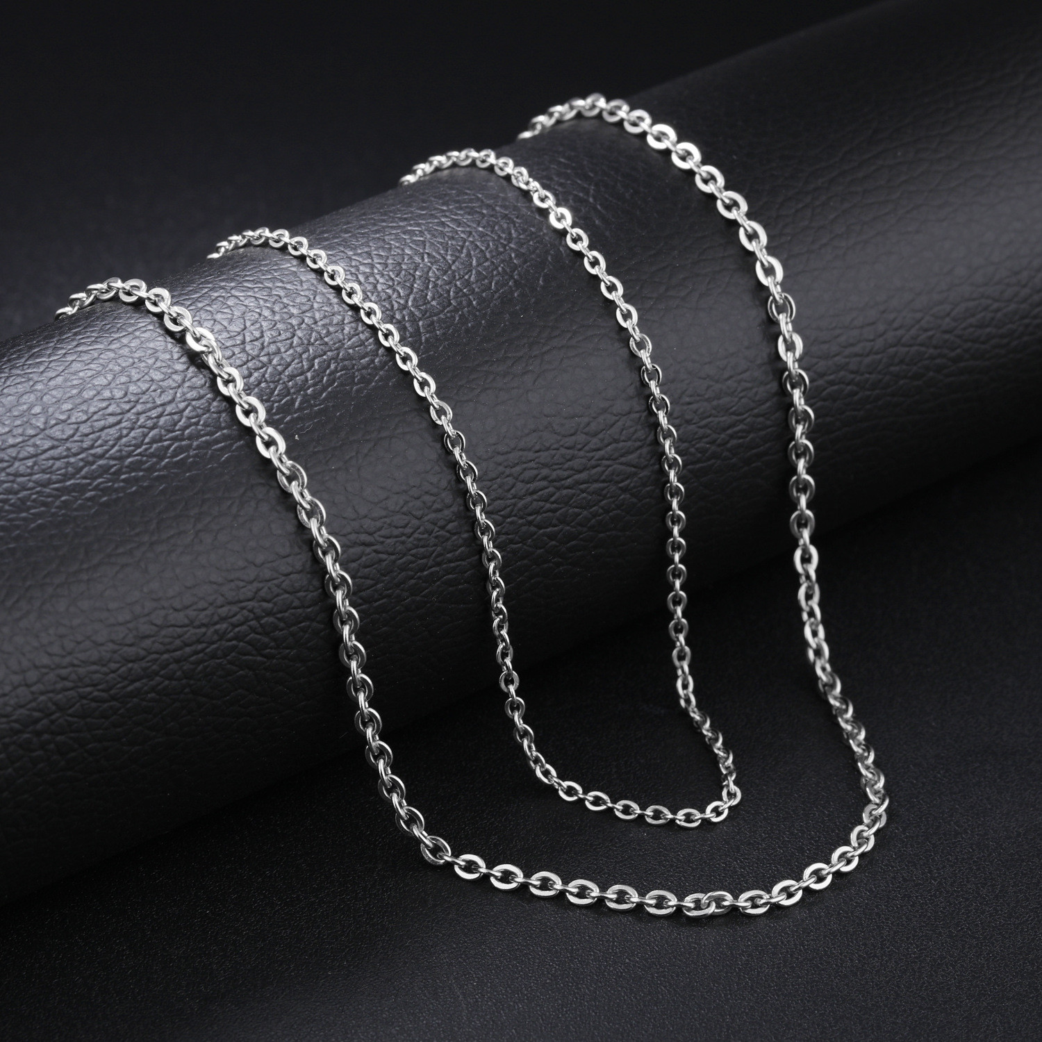 5pcs 1.6/2/2.4/3mm Stainless Steel Flat “O” Rolo Link Chain Necklace Wholesale