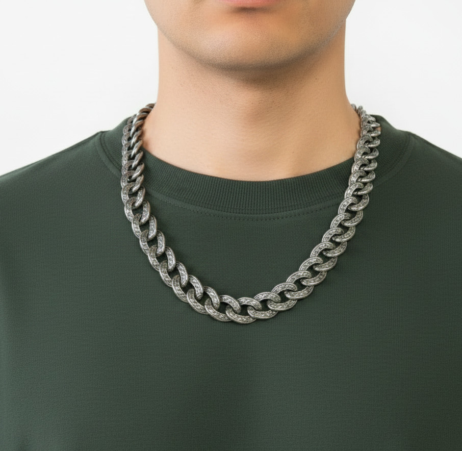 Men’s 17mm Large Tattoo Curb Link Chain Necklace Stainless Steel 50