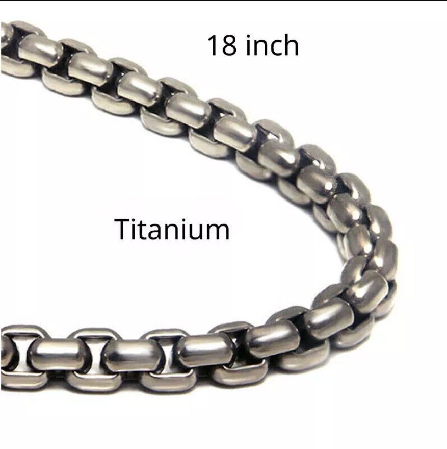 18″ Pure Titanium Box Chain Necklace 3mm Men Unisex NO Allergic Skin Care Health
