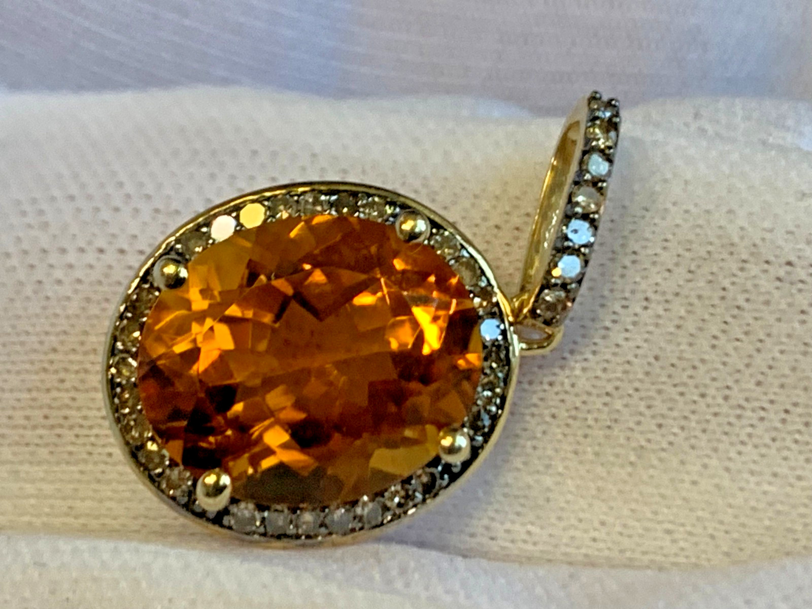 10K Yellow Gold Pendant 2.33g Fine Jewelry Citrine Color & Clear Charm *READ*
