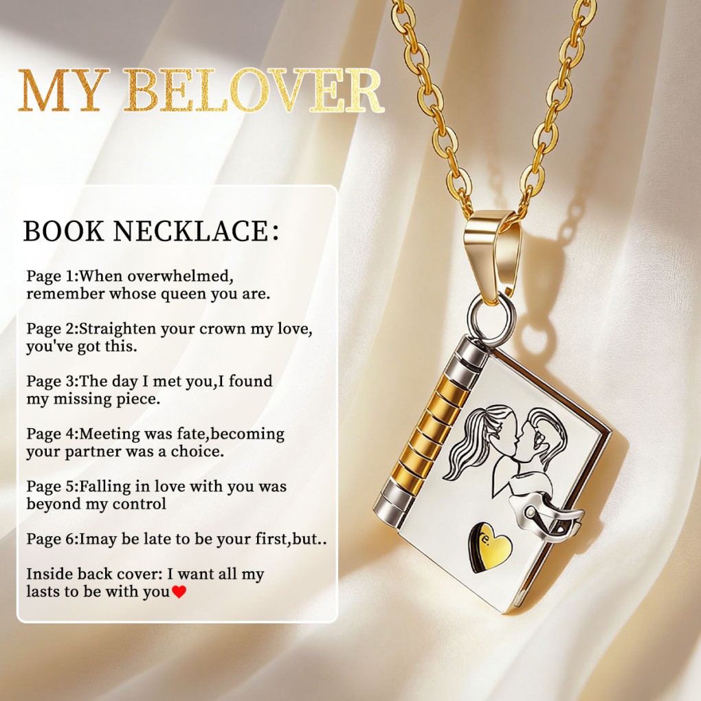 Valentines Day-Book Necklace for grandson/Granddaughter/Daughter/Son/sweetheart
