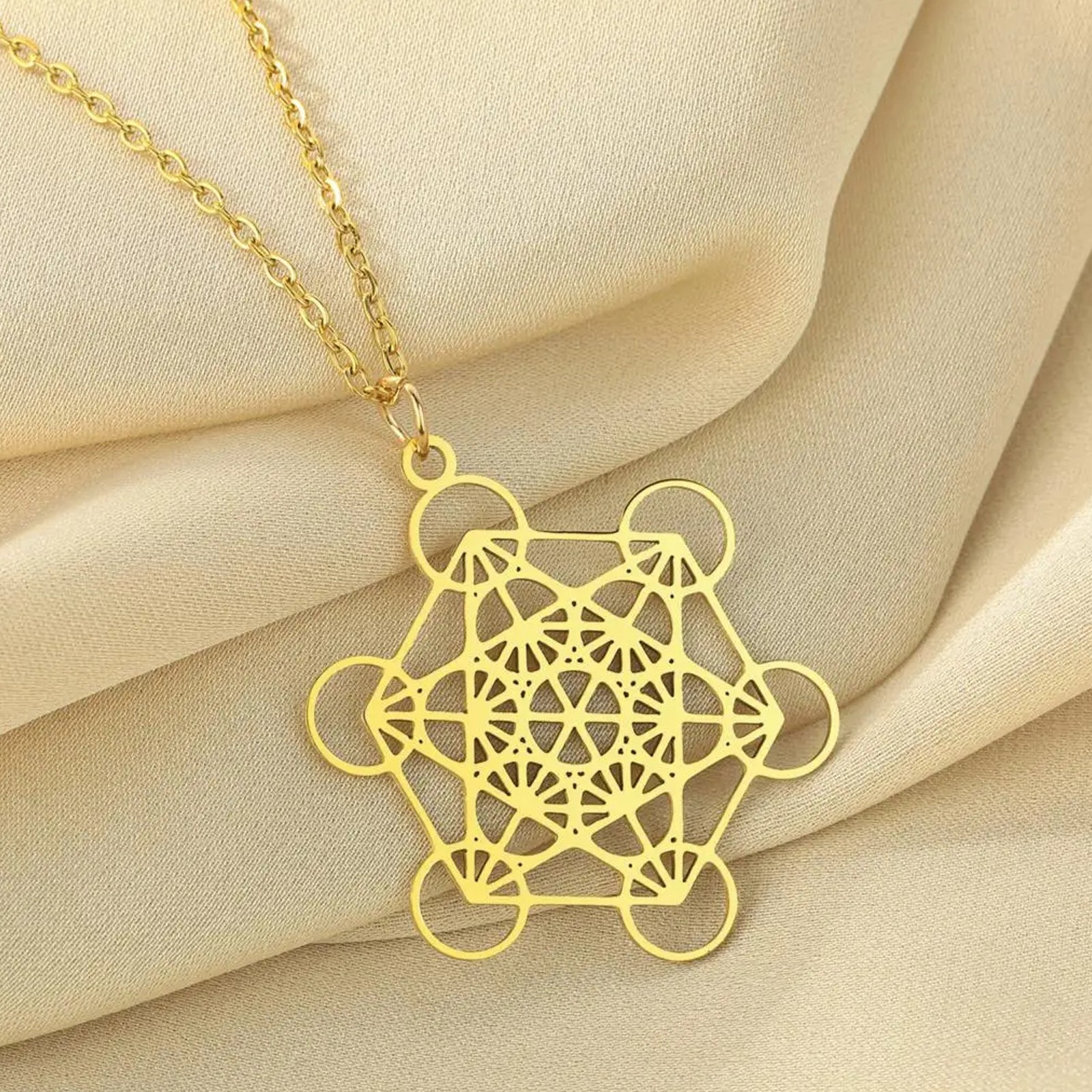 Metatron’s Cube Pendant & Necklace Sacred Geometry Silver or Gold SS