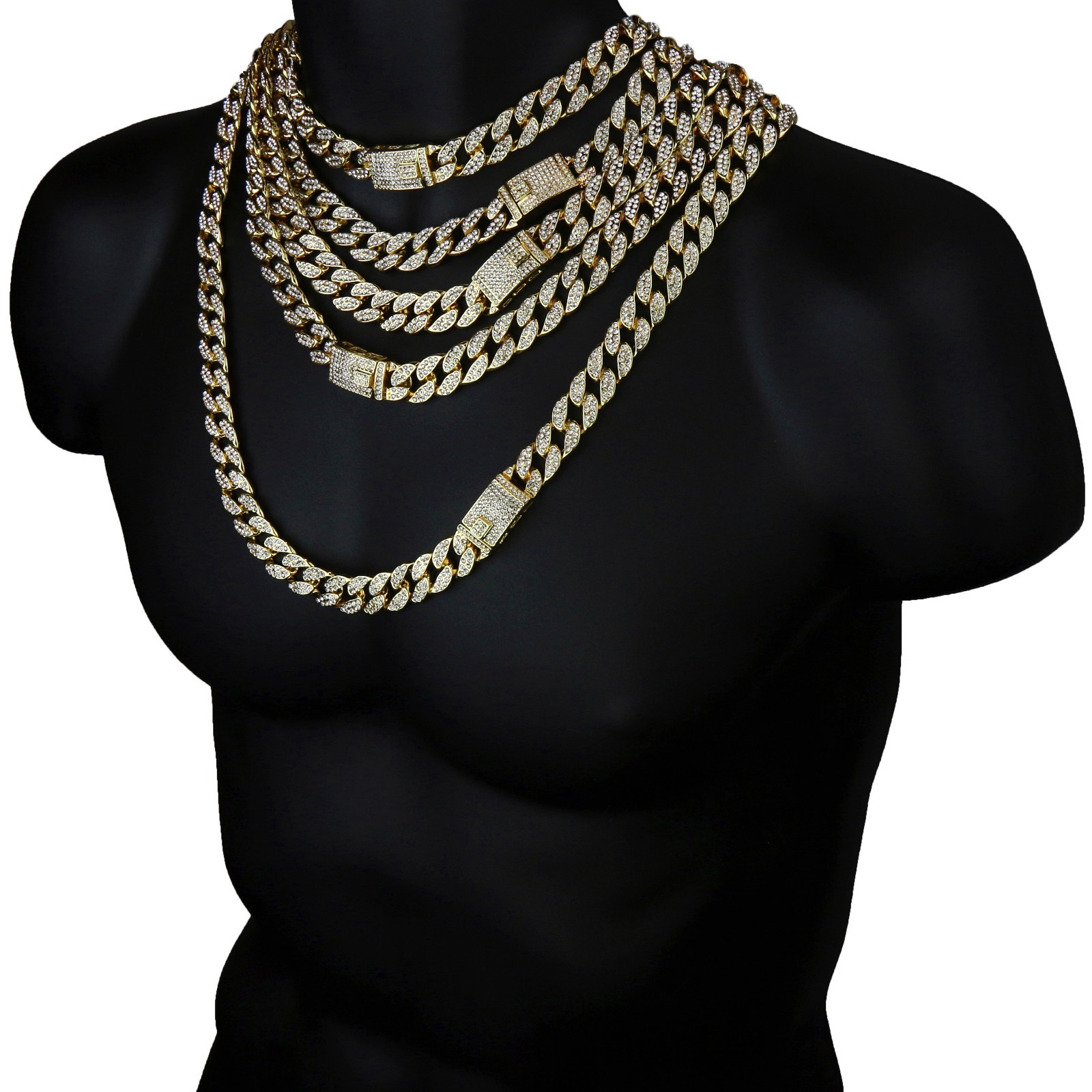 Mens 14k Gold Plated 16″-30″ Miami Cuban Cubic-Zirconia Link Choker Chain