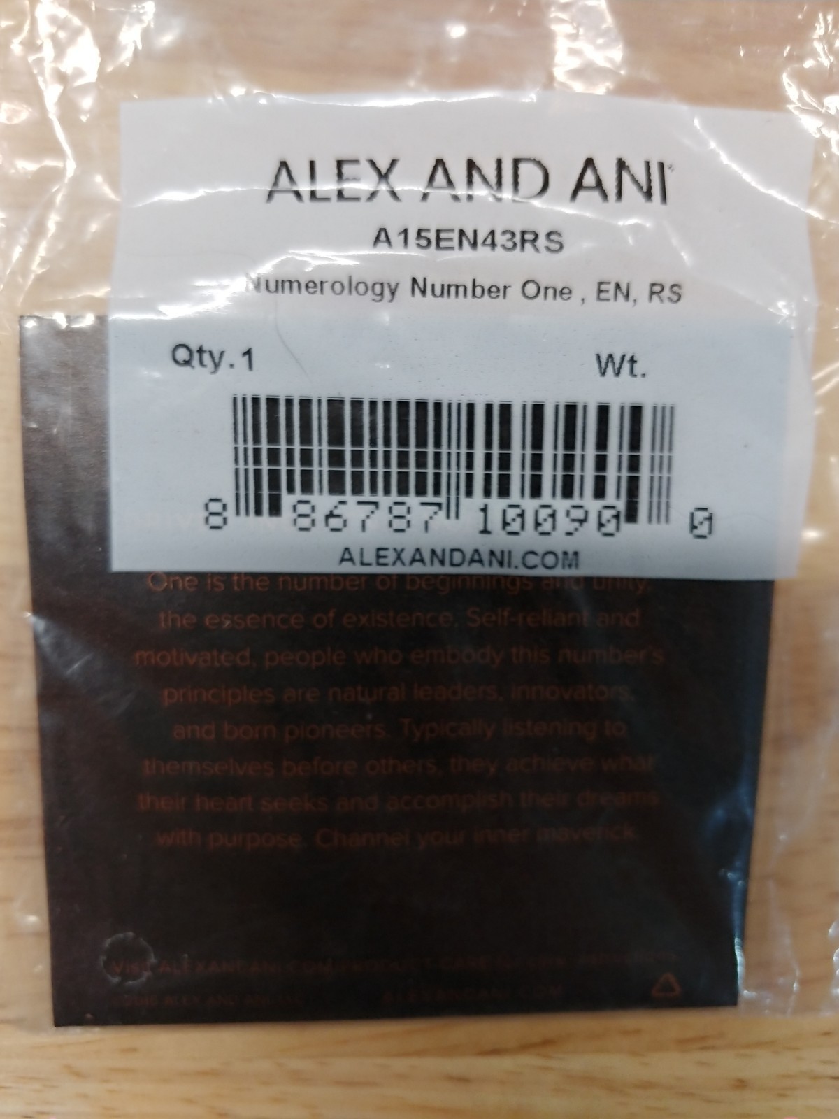 Alex and Ani Necklace Number 1 Numerology Silver Tone, New Sealed