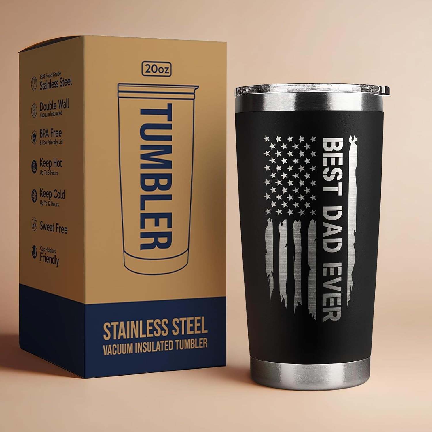 Portable 20 Oz Stainless Steel Tumbler – Ideal Gift for New Dads and Step Dads