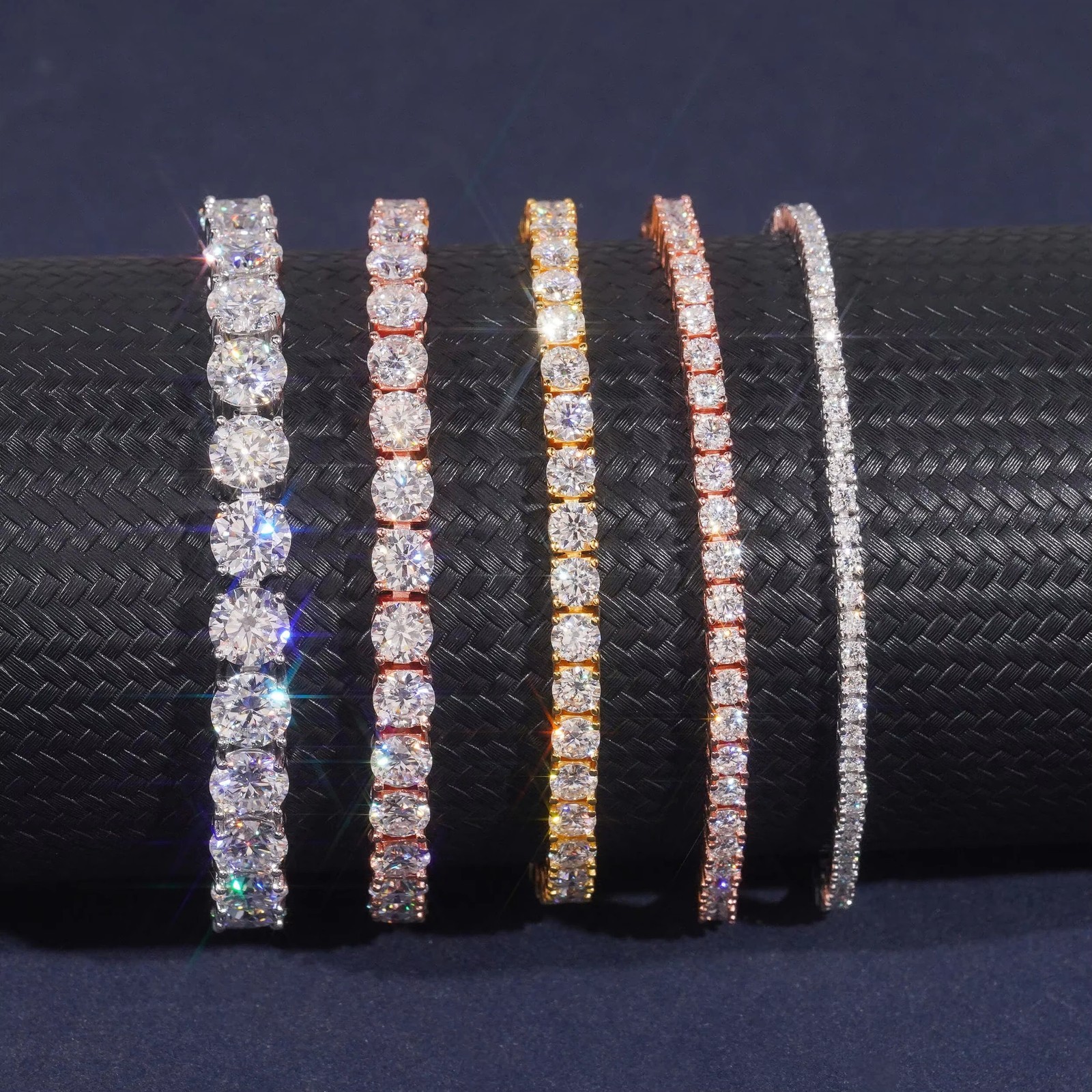 2-6.5mm D Color VVS Moissanite Tennis Chain Necklace Bracelet Gift S925 Silver