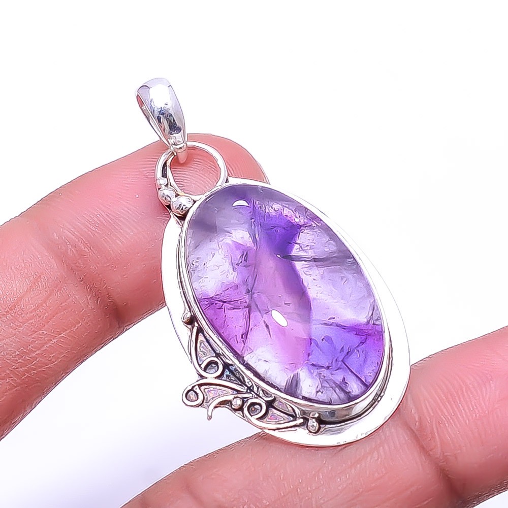 Trapiche Amethyst – Brazil Handmade 925 Sterling Silver Pendant 1.95″ P951639926