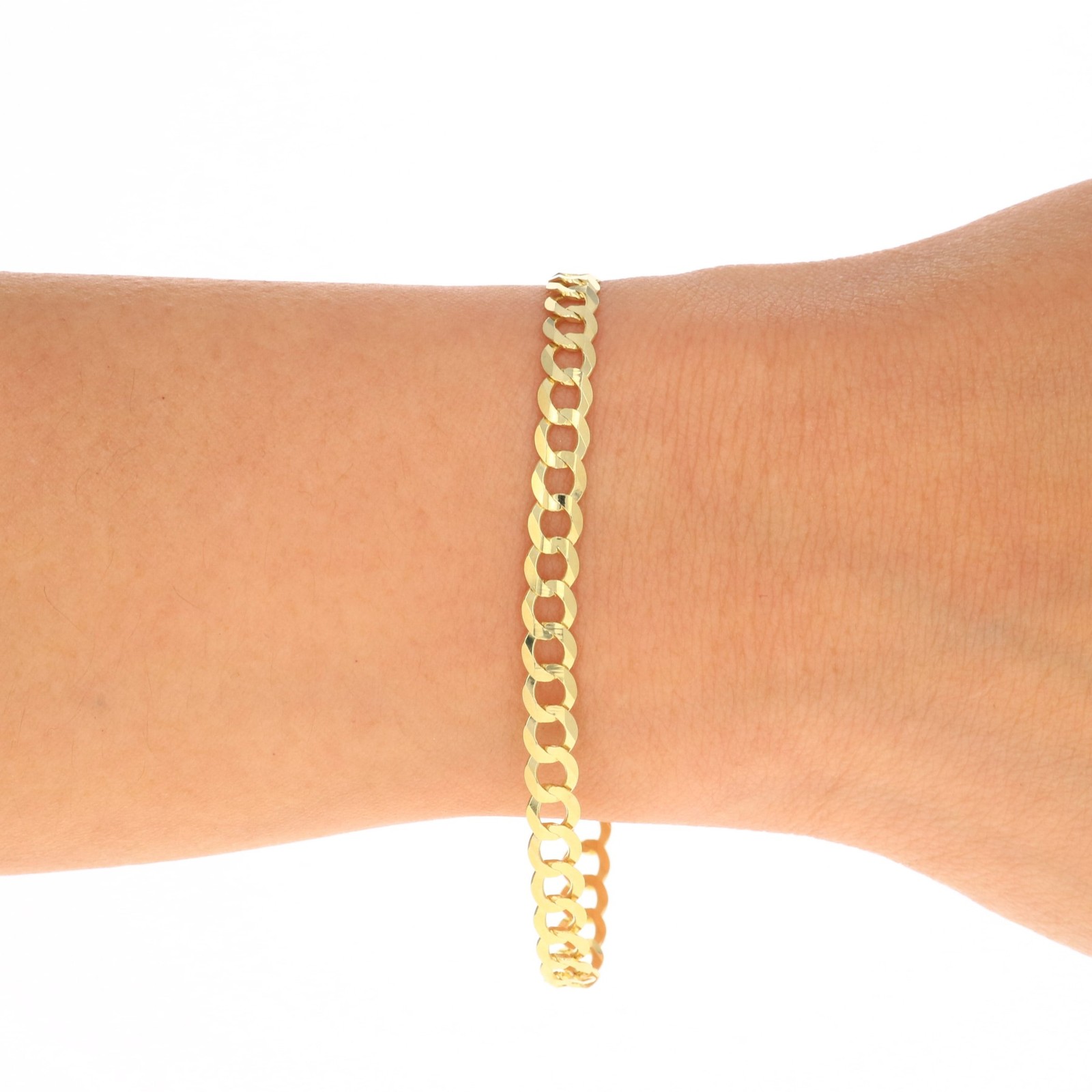10K Solid Yellow Gold 5mm Cuban Curb Chain Link Bracelet Mens Womens 7″ 8″ 9″