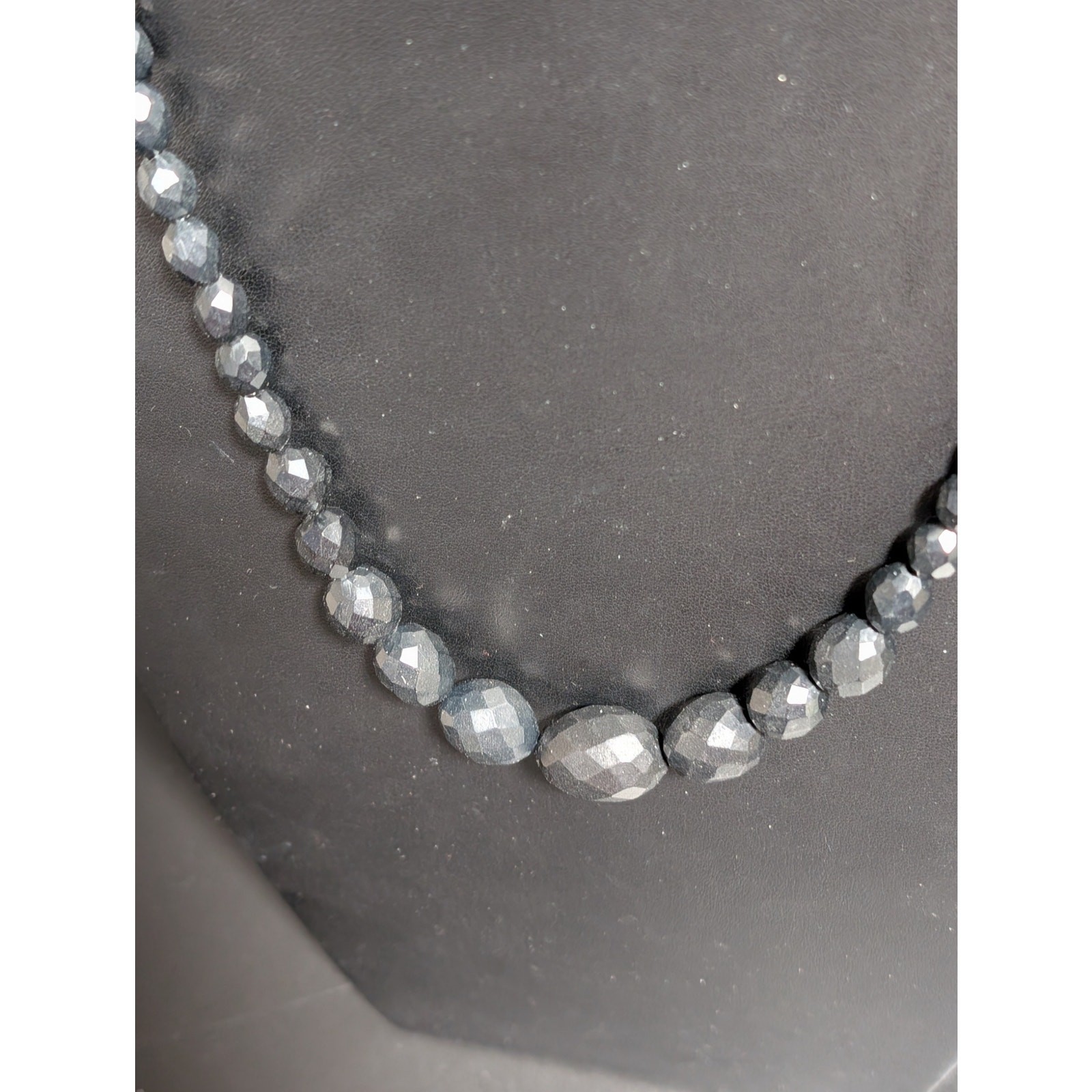 Necklace With Graduated Black Acrylic Beads & Gold Tone Lobster Claw Clasp