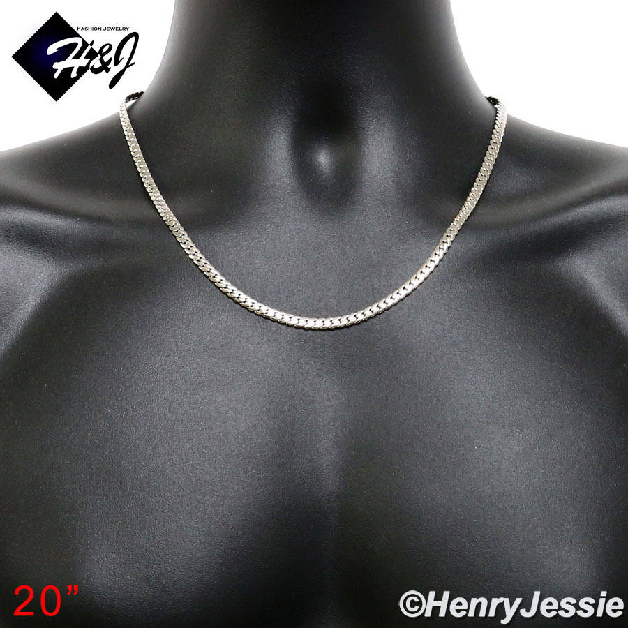 16-40″MEN Stainless Steel 4mm Silver Miami Cuban Curb Link Chain Necklace*N155