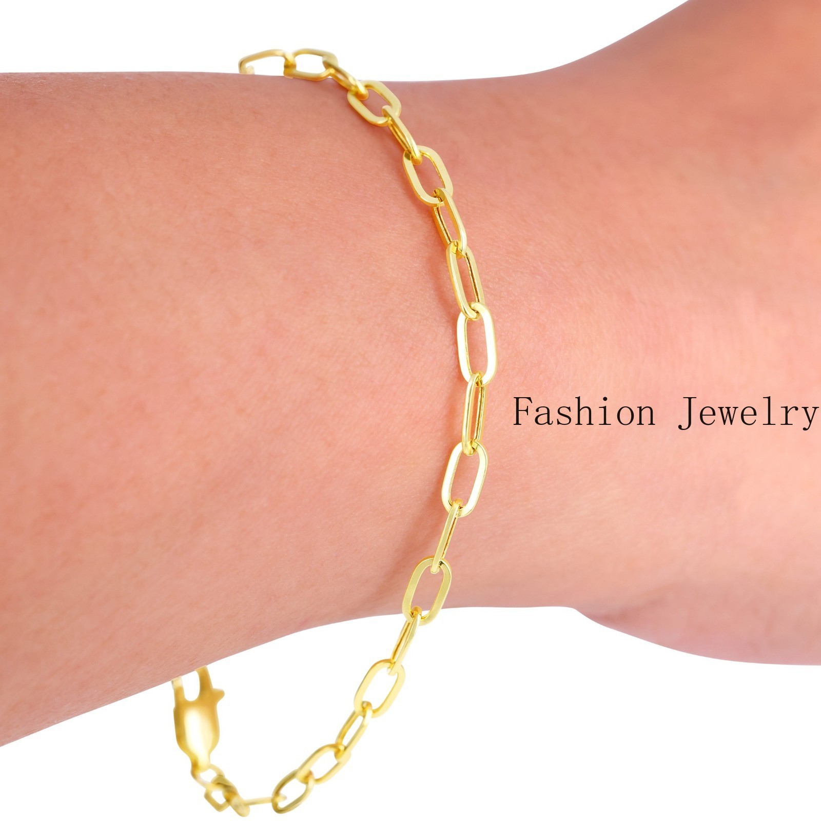 14k Yellow Gold Paperclip 2mm-7mm Chain Cable Rolo Bracelet Mens Womens 7″ – 8″