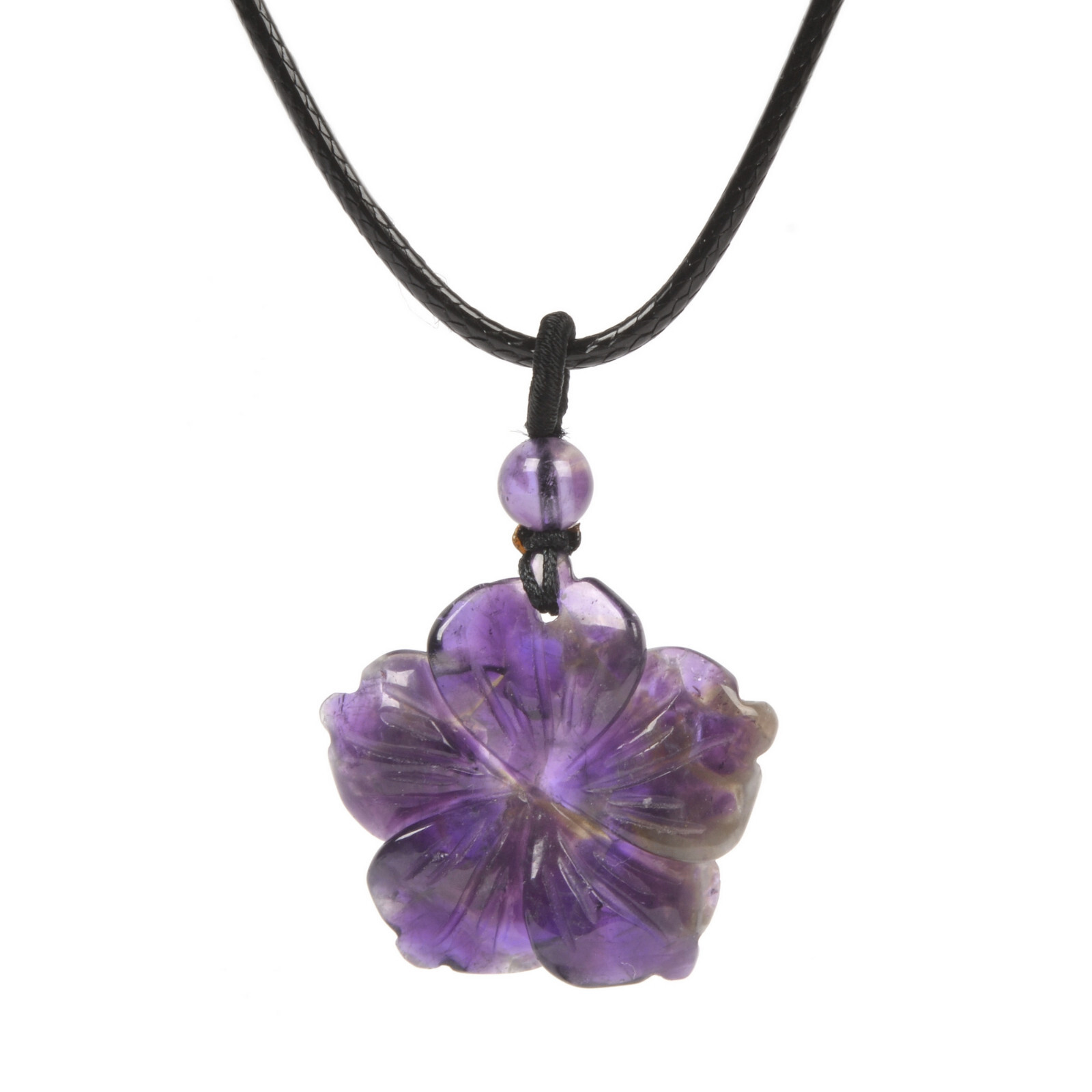 28mm Hand Carved gemstone Hawaii flower Pendant Necklace 22″