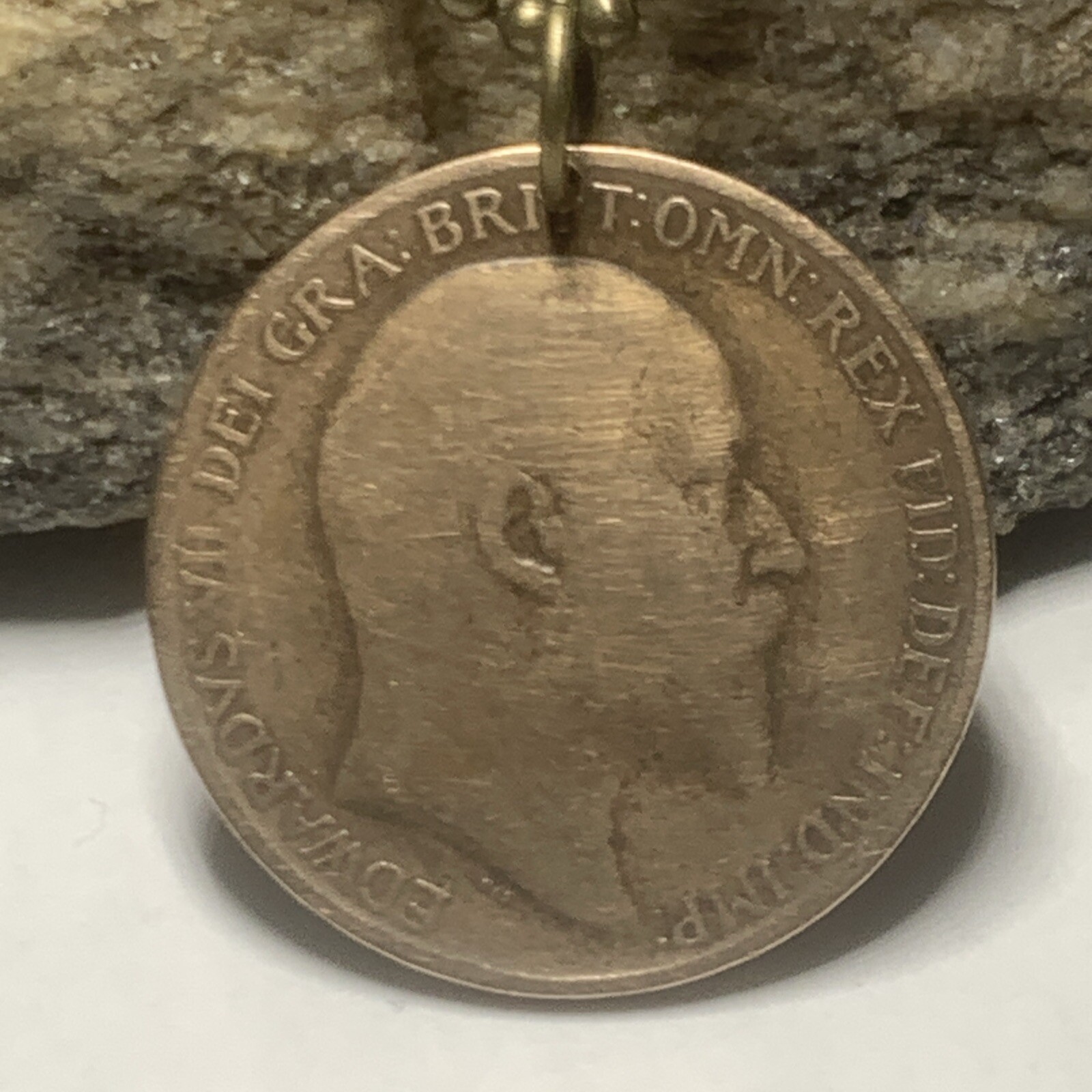 1910 UK Coin Pendant British London. 1 Penny – Edward VII Antique Coin.