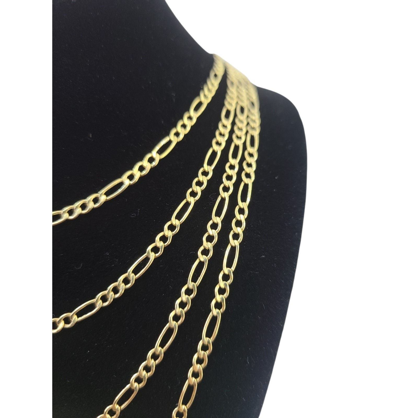 Real 10k Gold Chain Figaro Link Necklace 2.5mm Men Women 16″ 18″ 20″ 22″ 24″