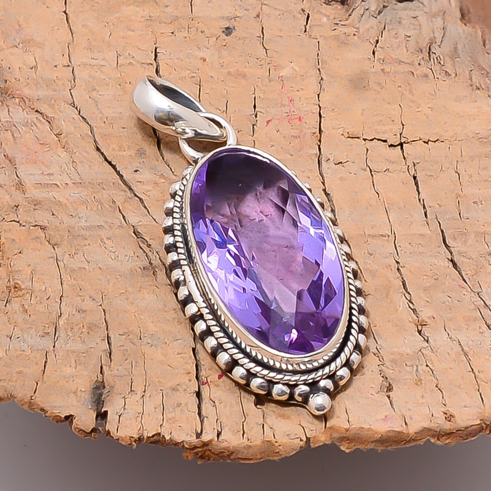 Colour Changing Alexandrite Gemstone 925 Sterling Silver Pendant 1.77″ P78124236