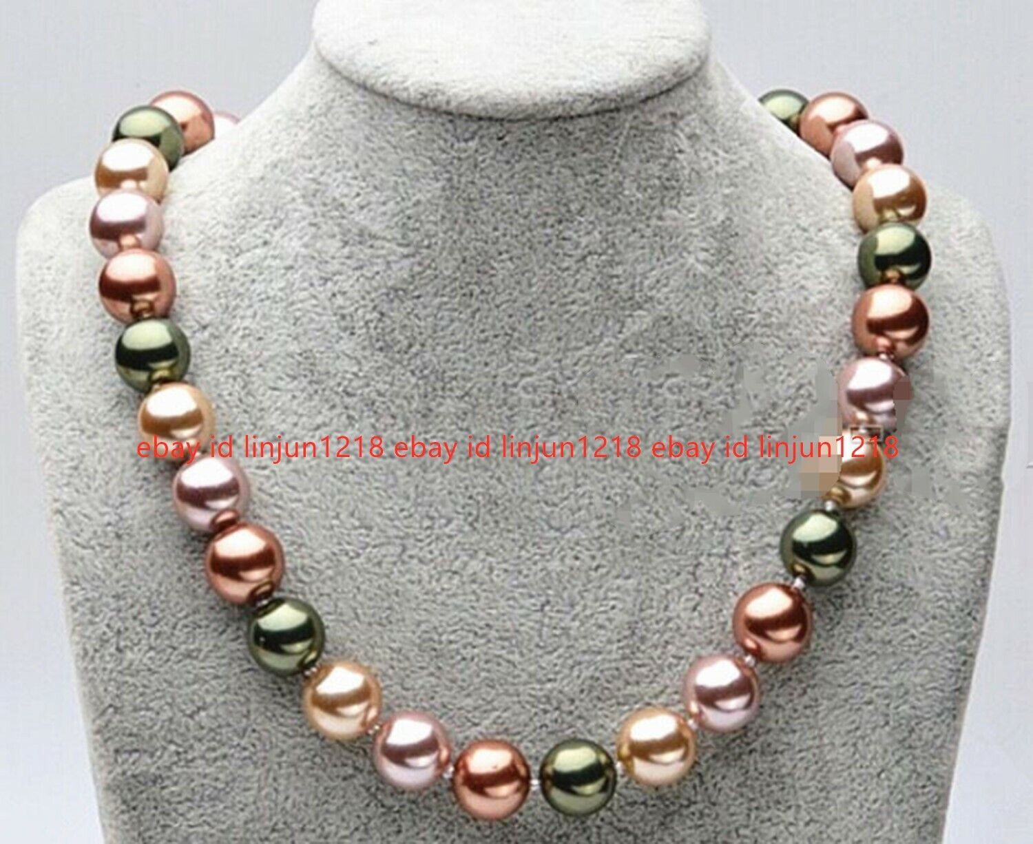 12mm Natural Multicolor Shell Pearl Not Pearl Round Bead Necklace 16-36in”