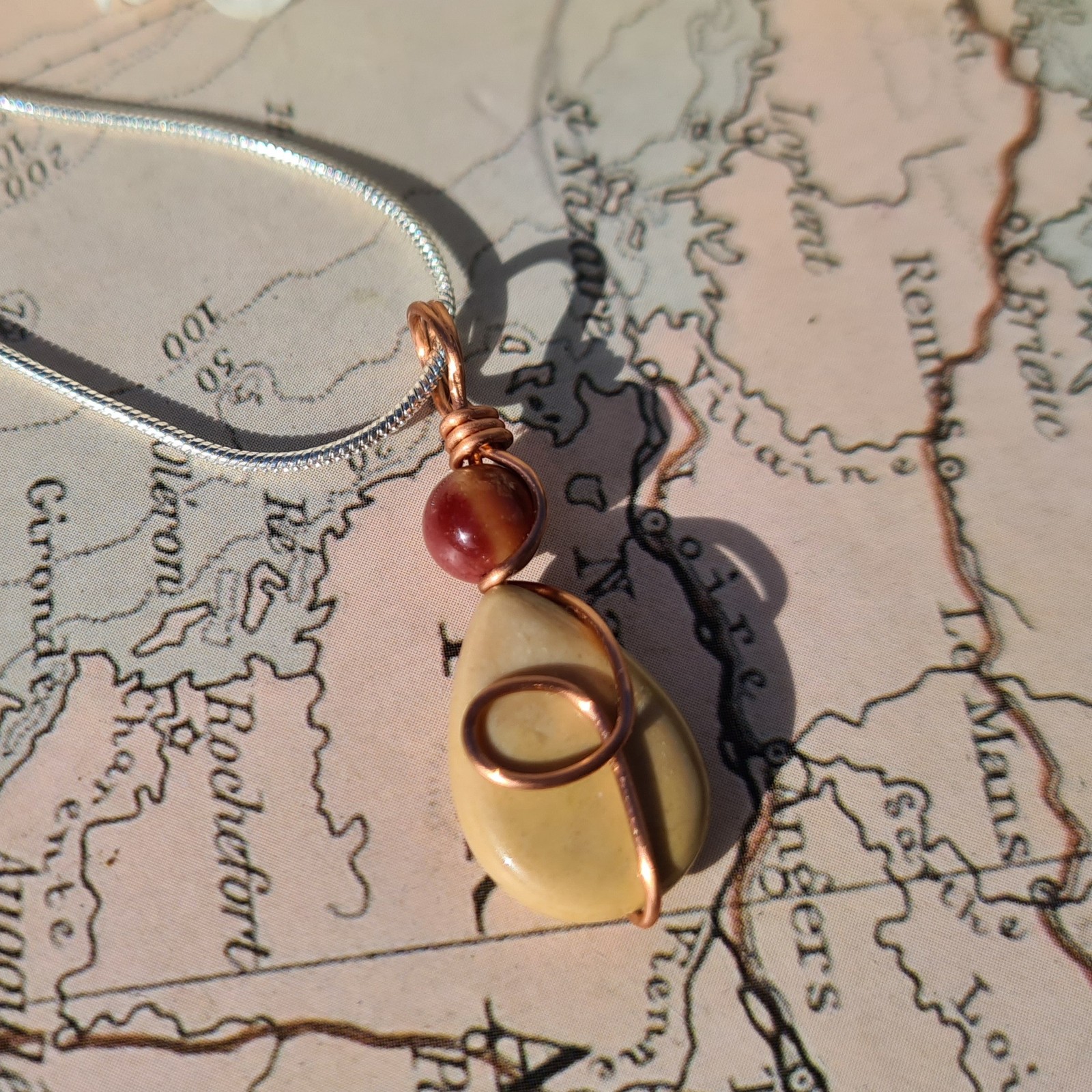 Mookaite Wrapped Beads Pendant