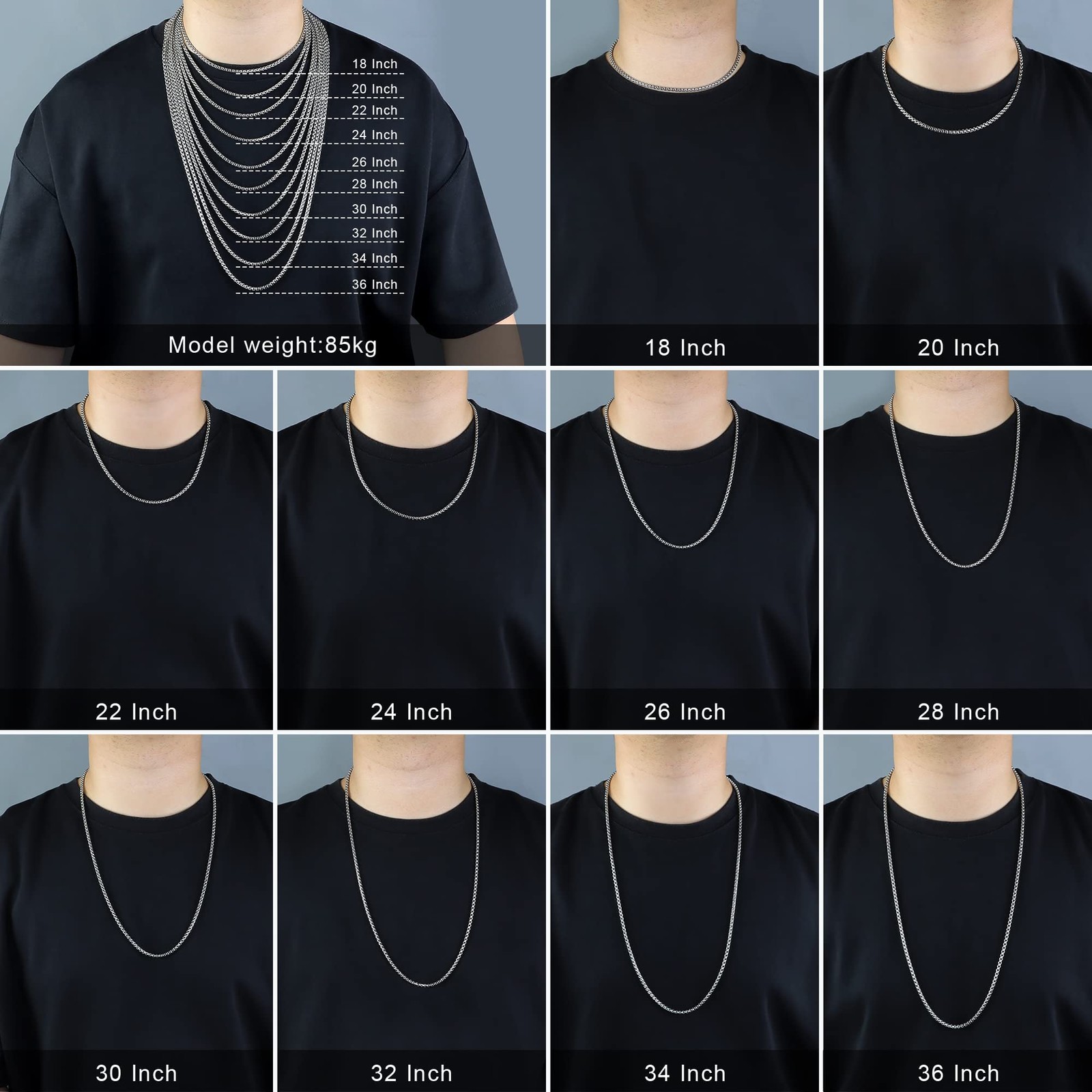2mm Stainless Steel Square Rolo Chain Necklace for Men & Women 16 Inches