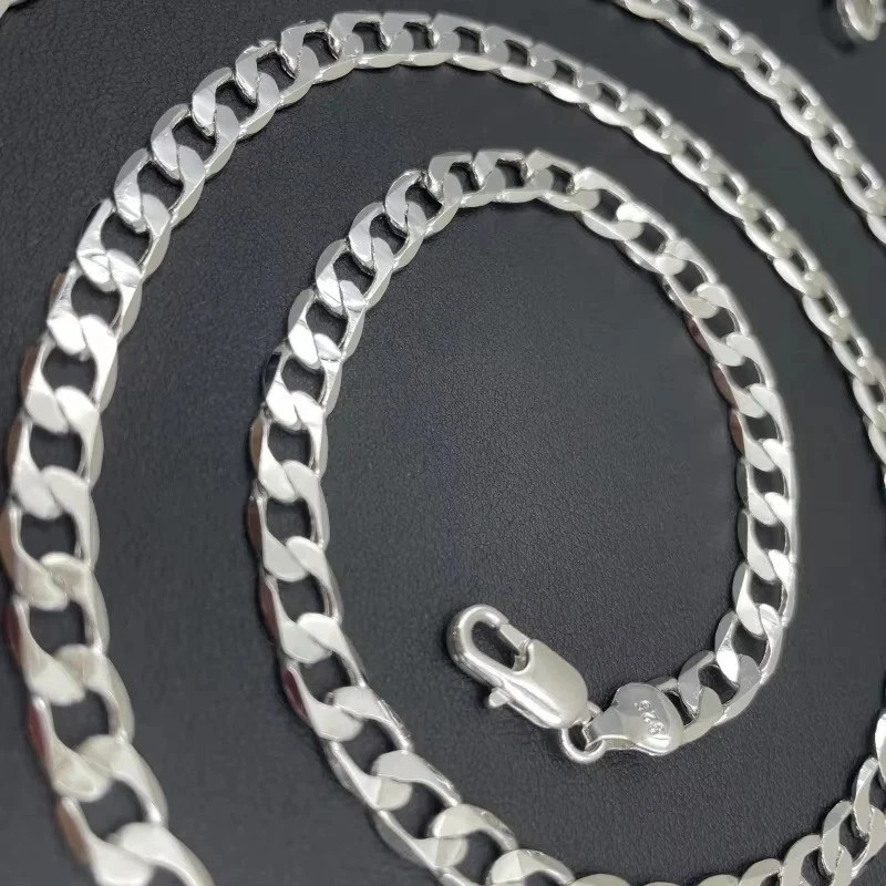 Solid 925 Sterling Silver Plated Chain Necklace Men Women Wedding Engagement Gif