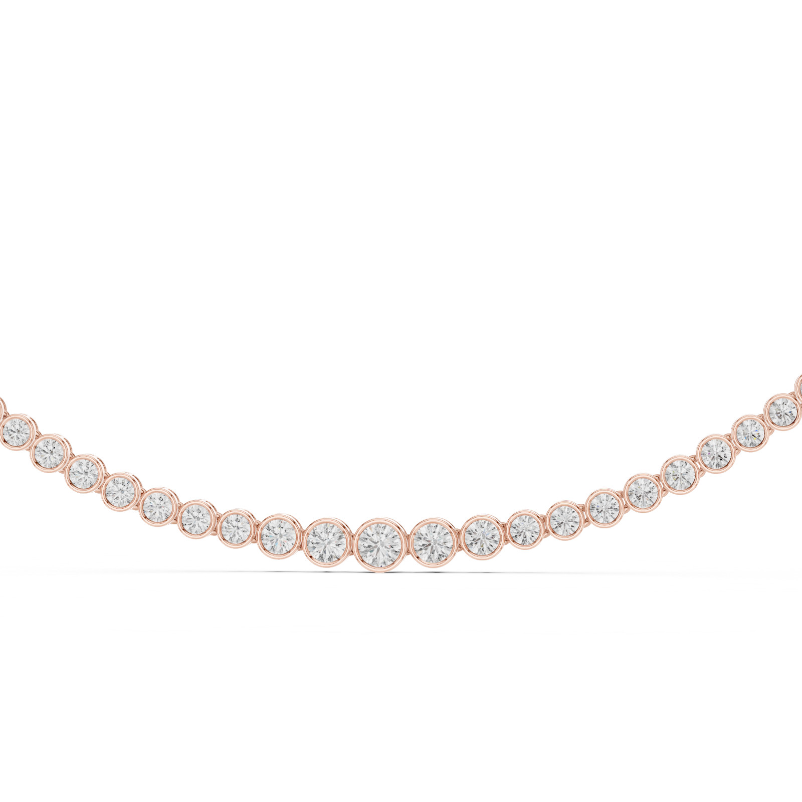 925 Silver Lab Grown Diamond Bezel Tennis Necklace Wedding Promise Gift For Her