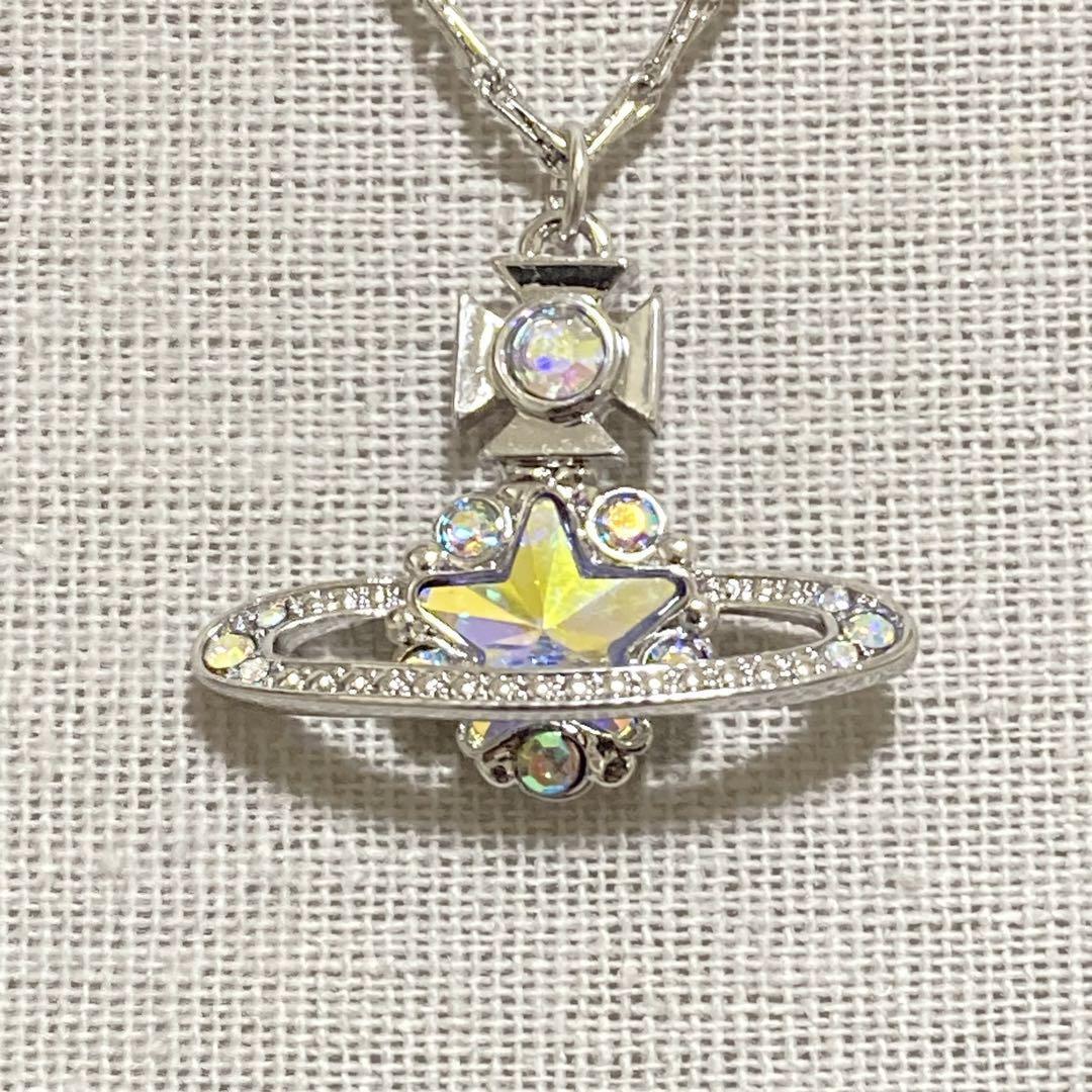 Vivienne Westwood Necklace Star Orb Silver Rhinestone w/drawstring