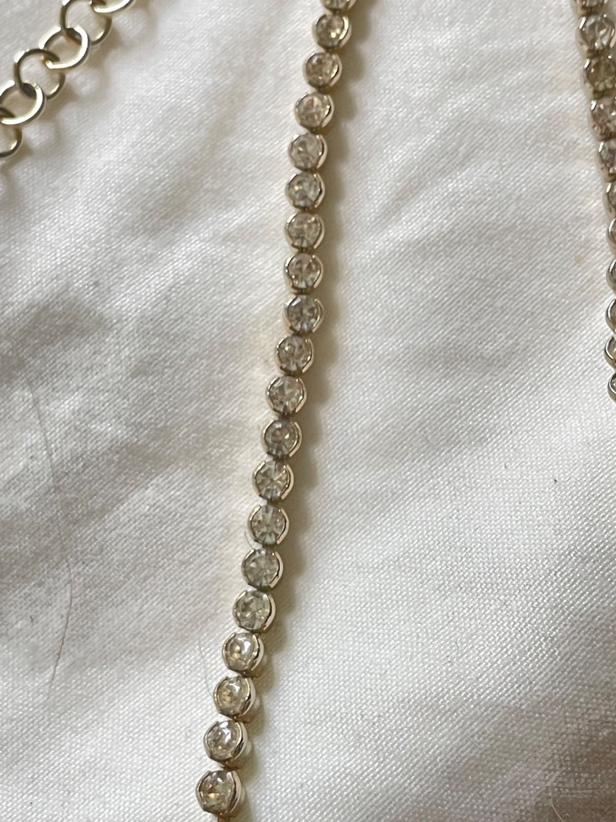CHANEL Vintage CC Logo Crystal Rhinestone Chain Necklace Gold Tone Necklace Auth