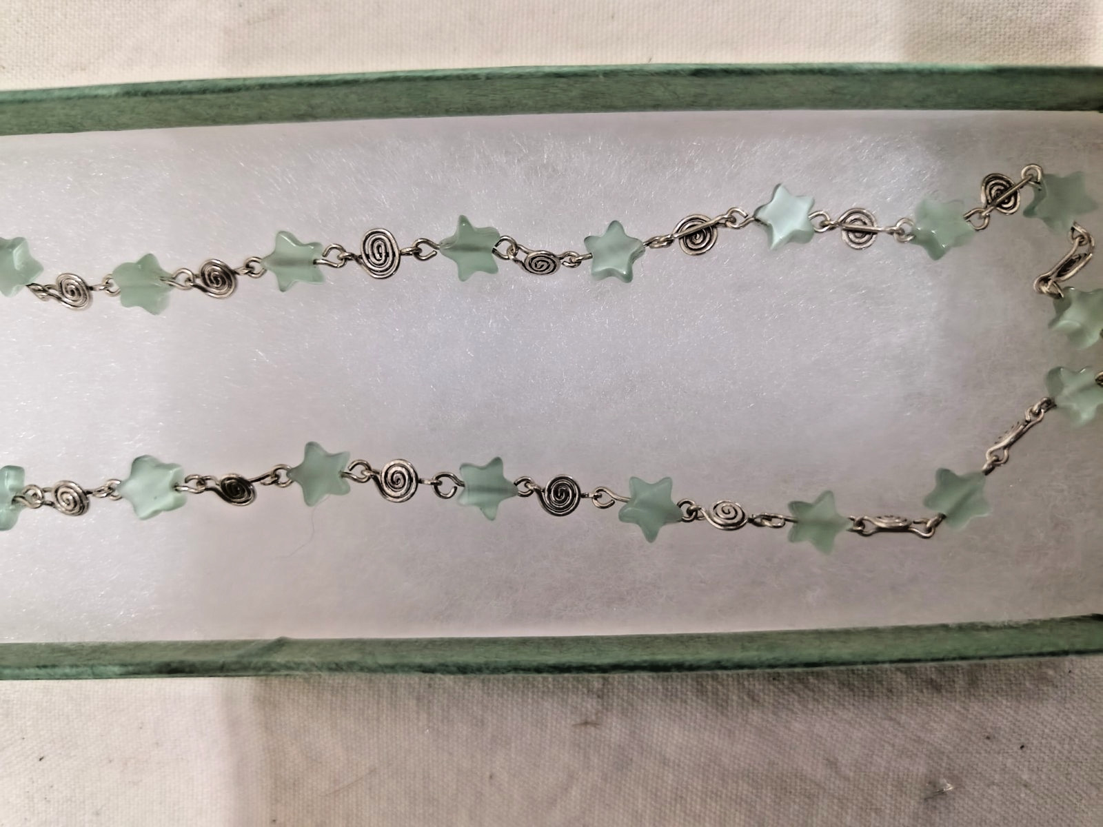 Silver & Bead Necklace Fair Trade Delicate Pretty Green Orange 46cm Ethical Gift