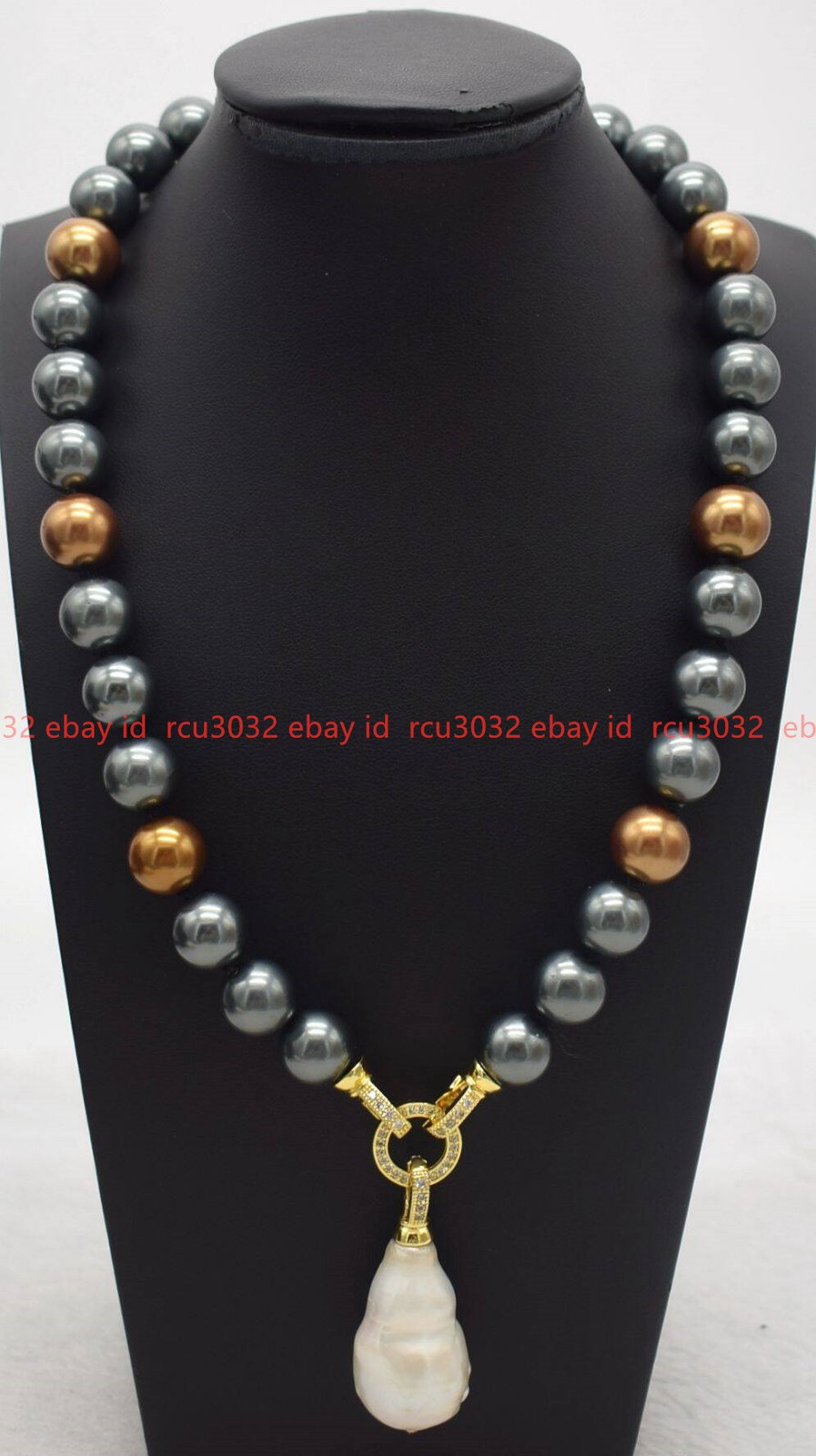 New Beautiful 8/10/12mm Grey Brown Shell Pearl Baroque Pendant Necklace 16-28 In