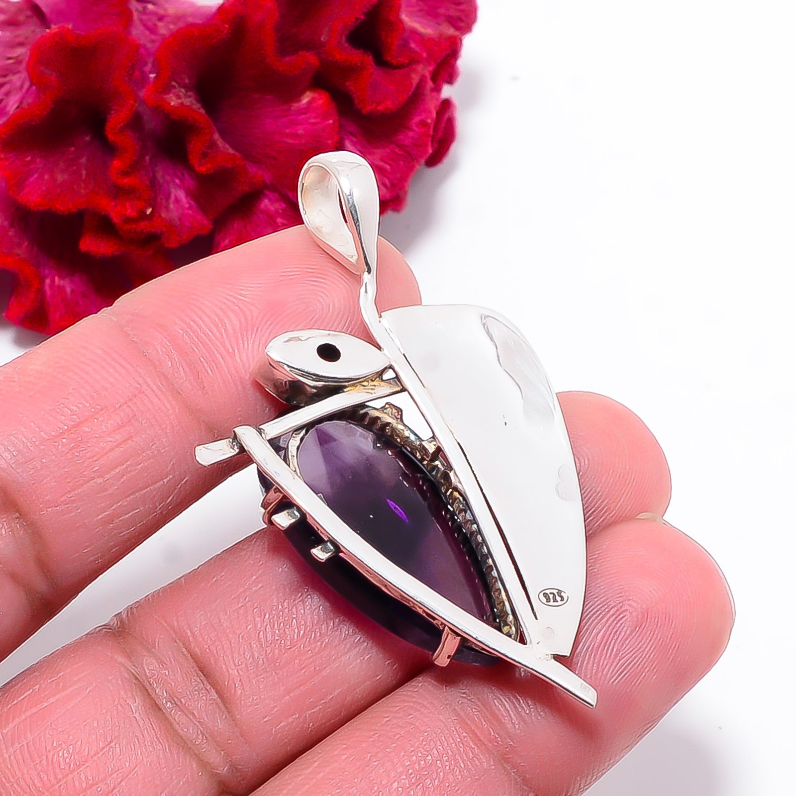 Trapiche Amethyst – Brazil Gemstone 925 Sterling Silver Pendant 1.99″ P288102236
