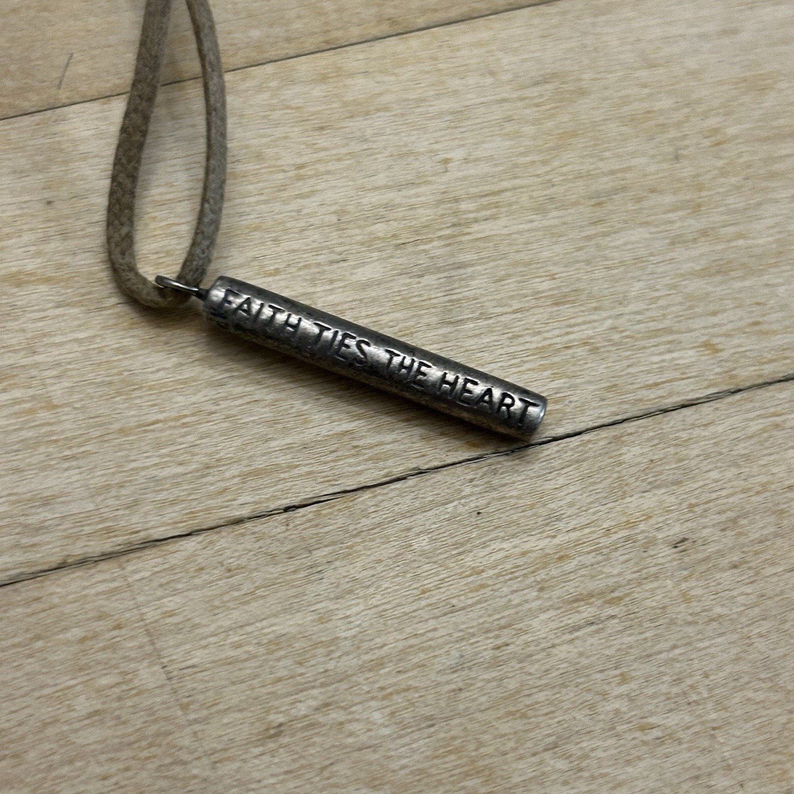 Me & Ro Sterling Silver ‘Faith Ties The Heart’ Pendant Necklace on Natural Cord