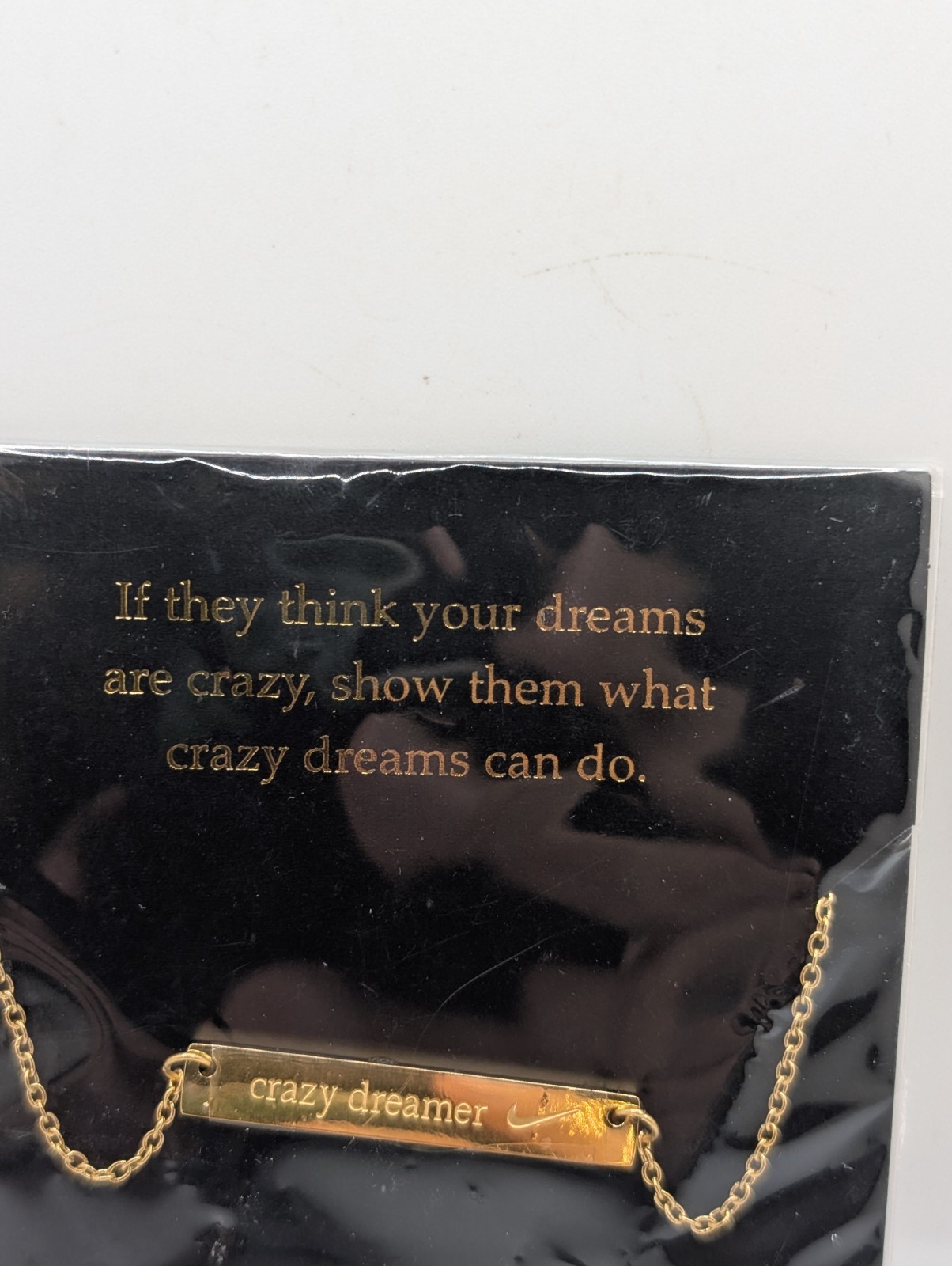 Nike Crazy Dreamer Bar Pendant Necklace Gold Tone