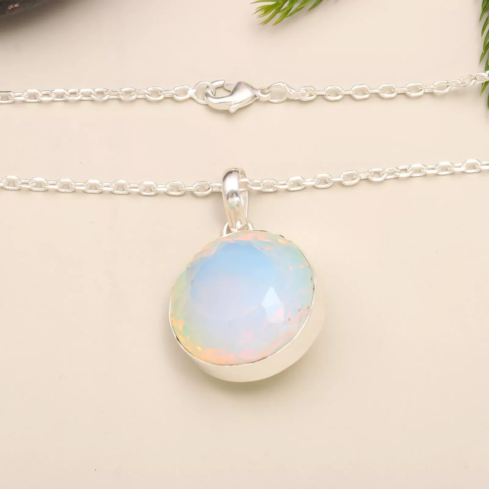 Natural Bi-color Welo opal Round Cut 925 solid silver pendant 69.00 ct