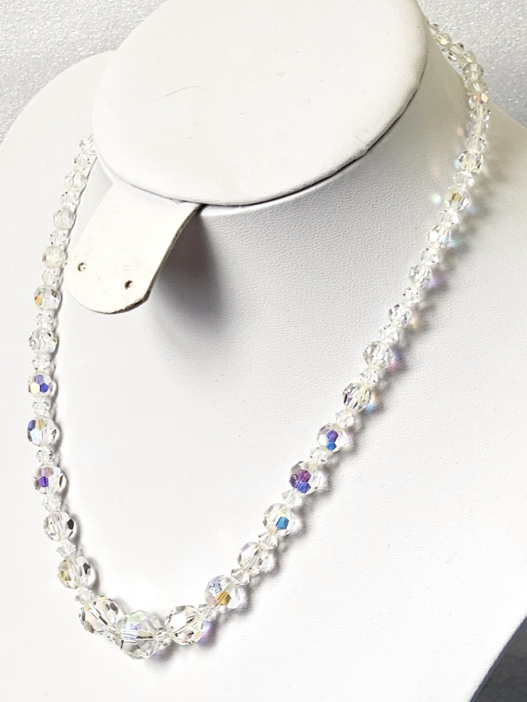 Vintage Aurora Borealis Crystal Choker Necklace with a AB Rhinestone Clasp 46cm
