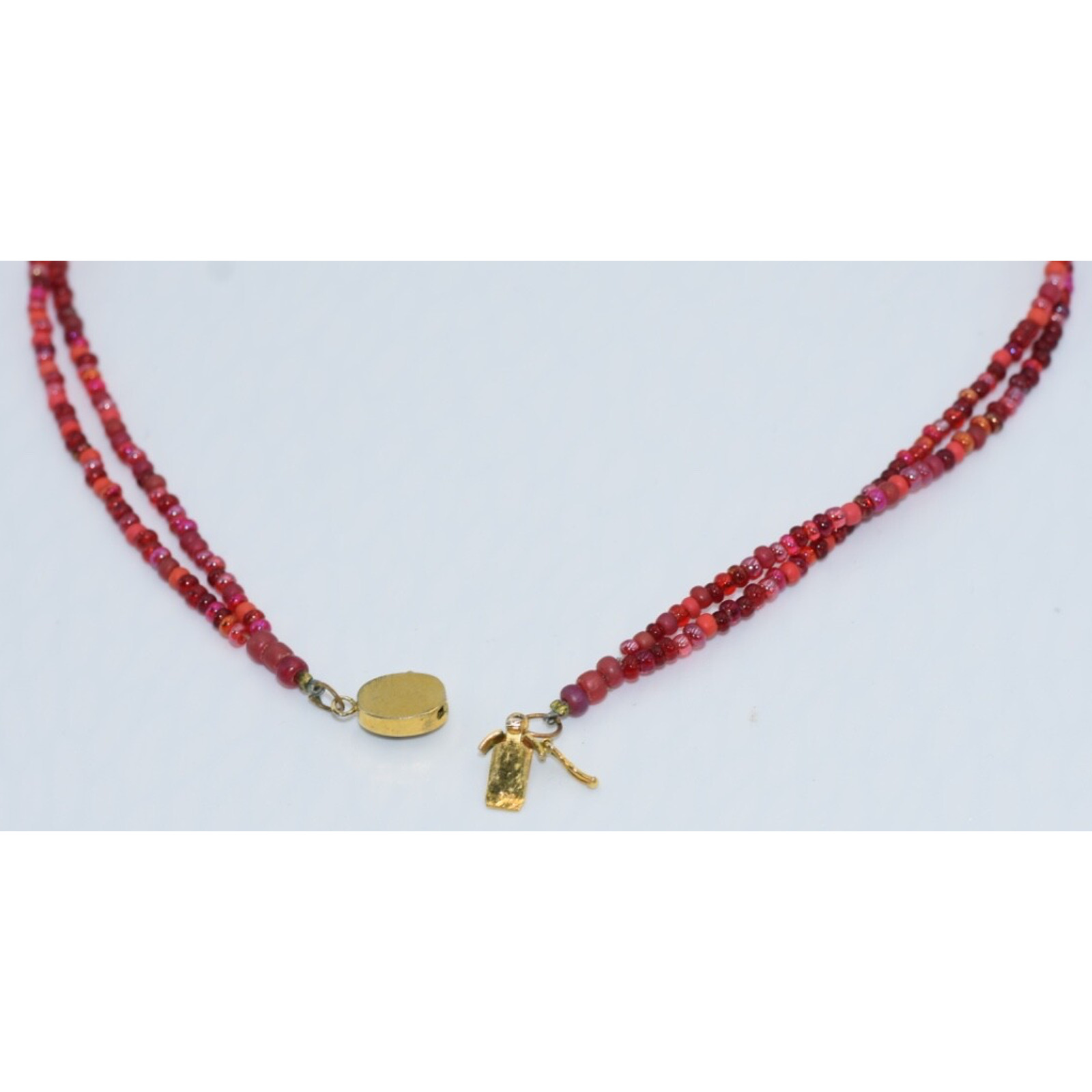 Bohemian Boho Hand Crafted Venetian Trade Bead Statement Necklace Lock Clasp