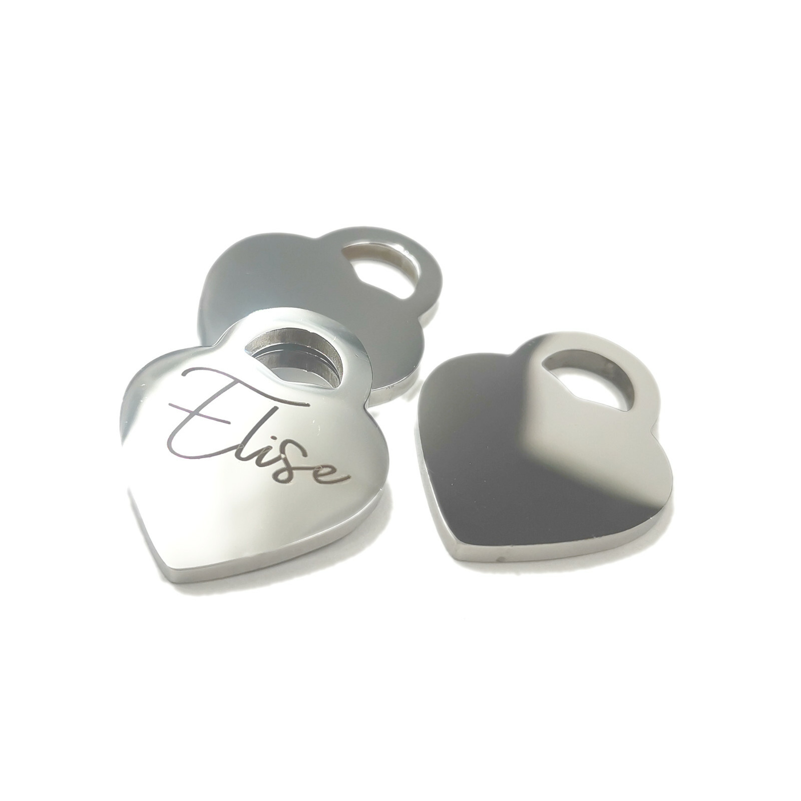 Personalize polishing Stainless steel heart pendant carving Name, text