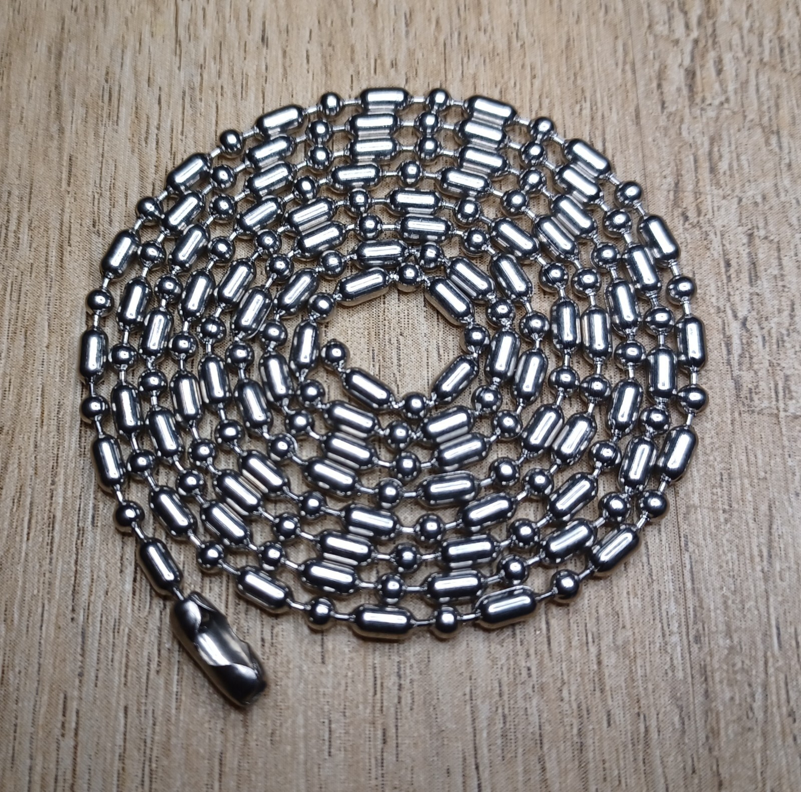30″ Dog Tag Chain Silver Stainless Steel 2.4mm Bar & Ball Stylish Military Chain
