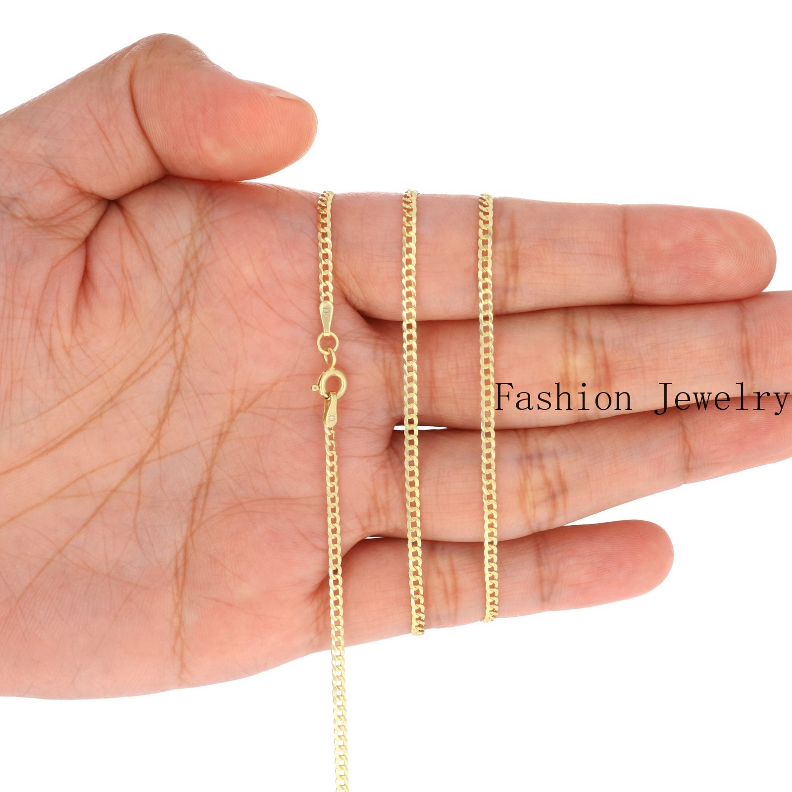 10K Yellow Gold Solid 2mm-12.5mm Cuban Curb Chain Link Pendant Necklace 16″- 30″