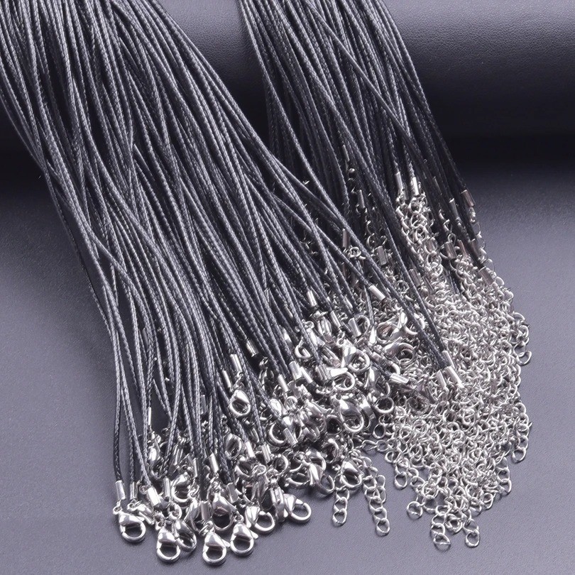 10/20/30pcs Black Waxed Leather Necklace Cords 50/55/60cm For Pendant Necklace