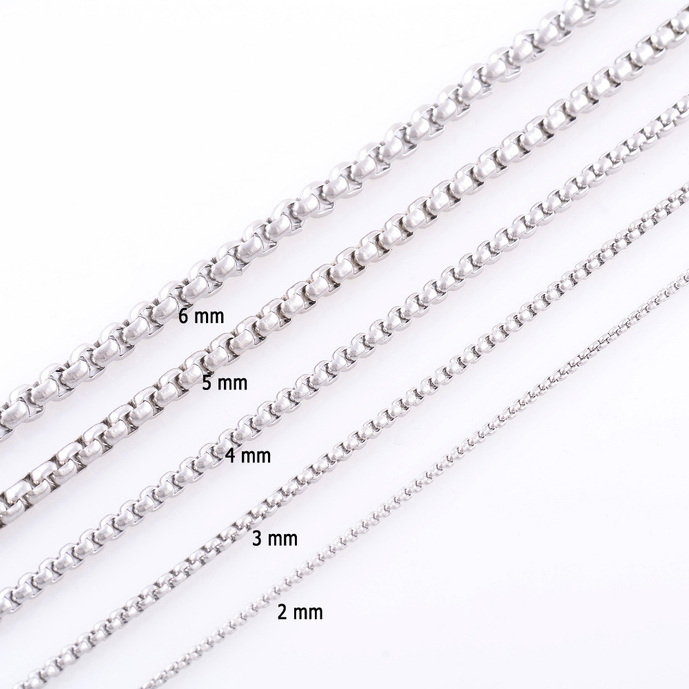 316L Stainless Steel 50 cm (19.68 Inch) 2.5 mm Rounded Box Neck Chain Necklace