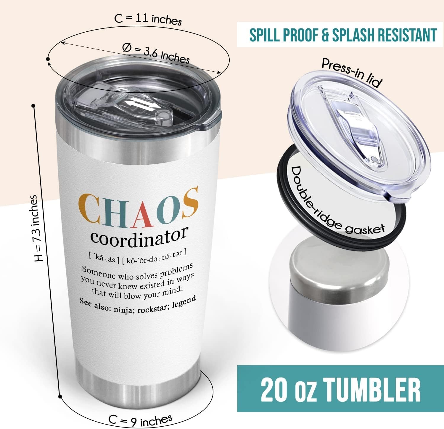 20 oz Chaos Coordinator Insulated Tumbler – Perfect Christmas Gift for Women