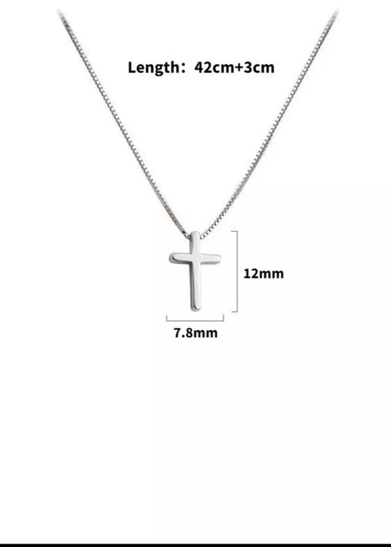 Cross Pendant Necklace Sterling Silver Plated