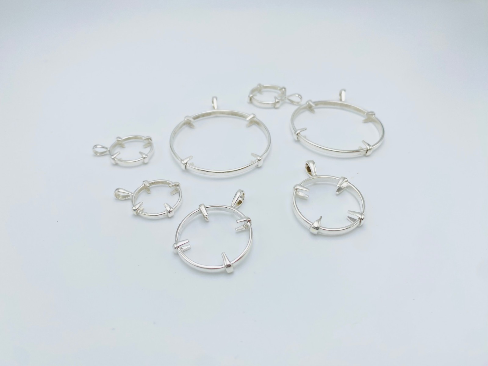 925 Solid Sterling Silver Round Pendant Blank Bezel Holder Coin Handmade