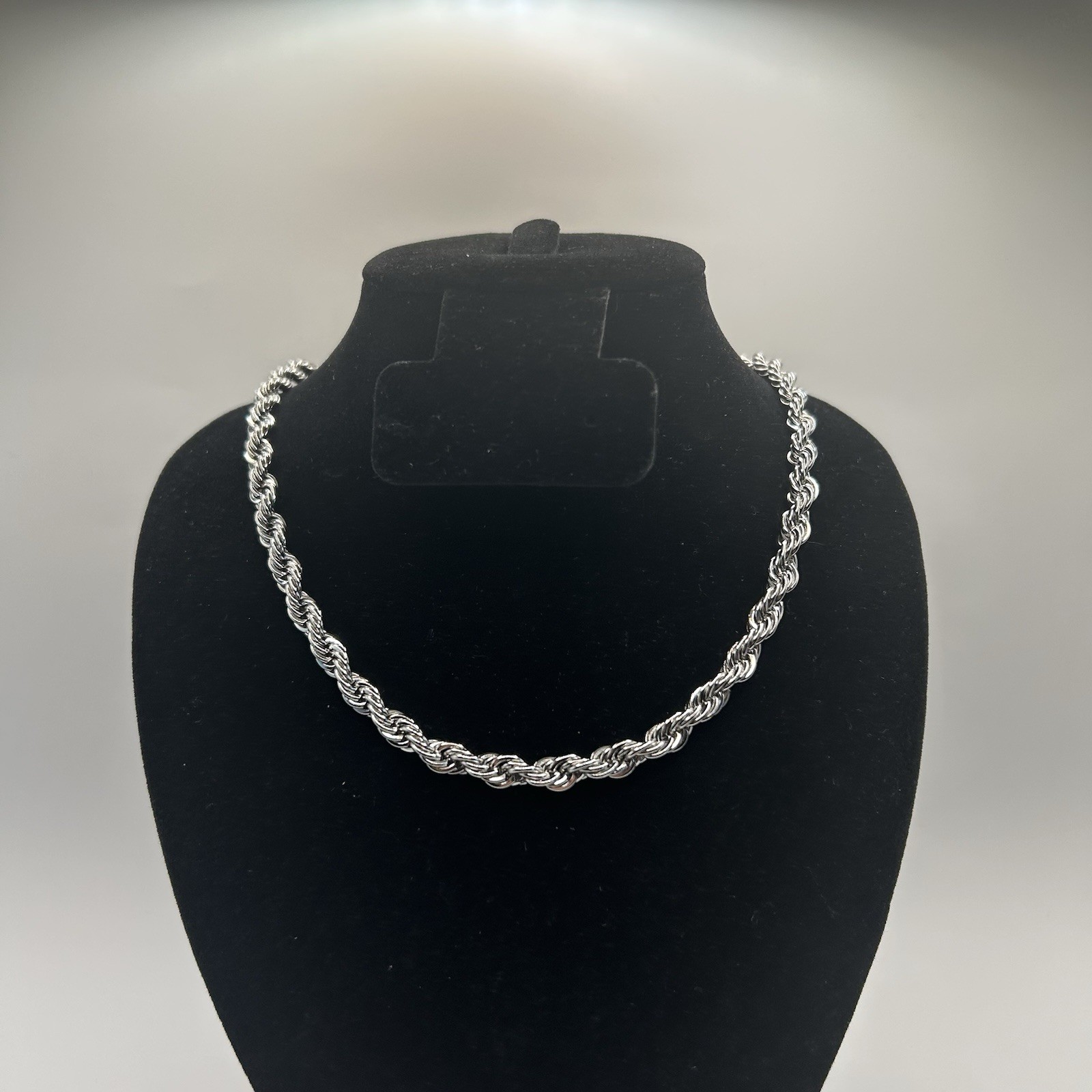 925 Real Silver Rope Chain Necklace 6mm 16 Inch Plated Womens Cute High Quality
