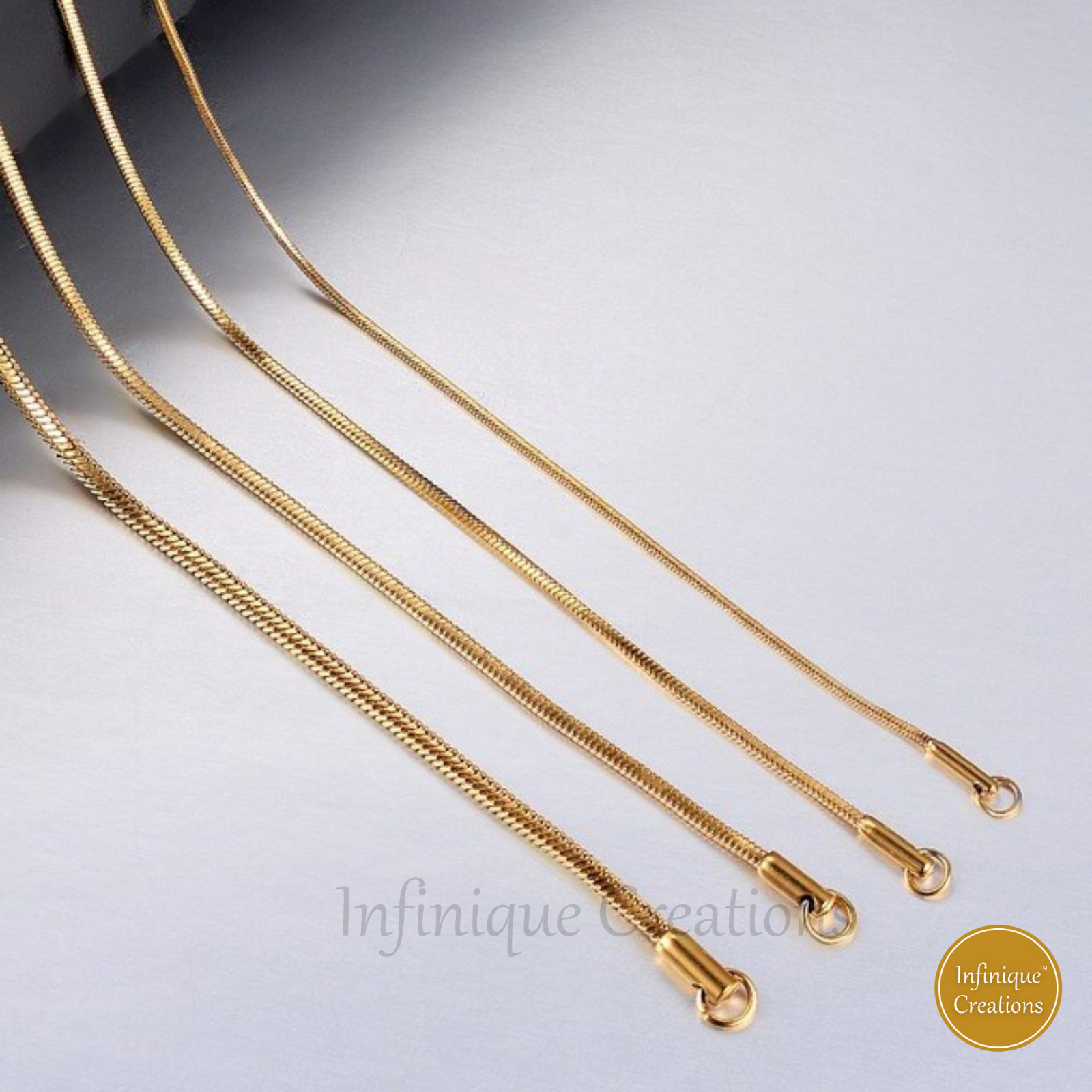 Stainless Steel Round Snake Chain 18K Gold Plated 16-30″ Men Women Necklace