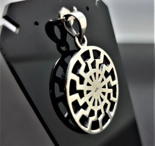 Sun Wheel Pendant 925 Sterling Silver Black Sun Occult Esoteric Talisman Viking