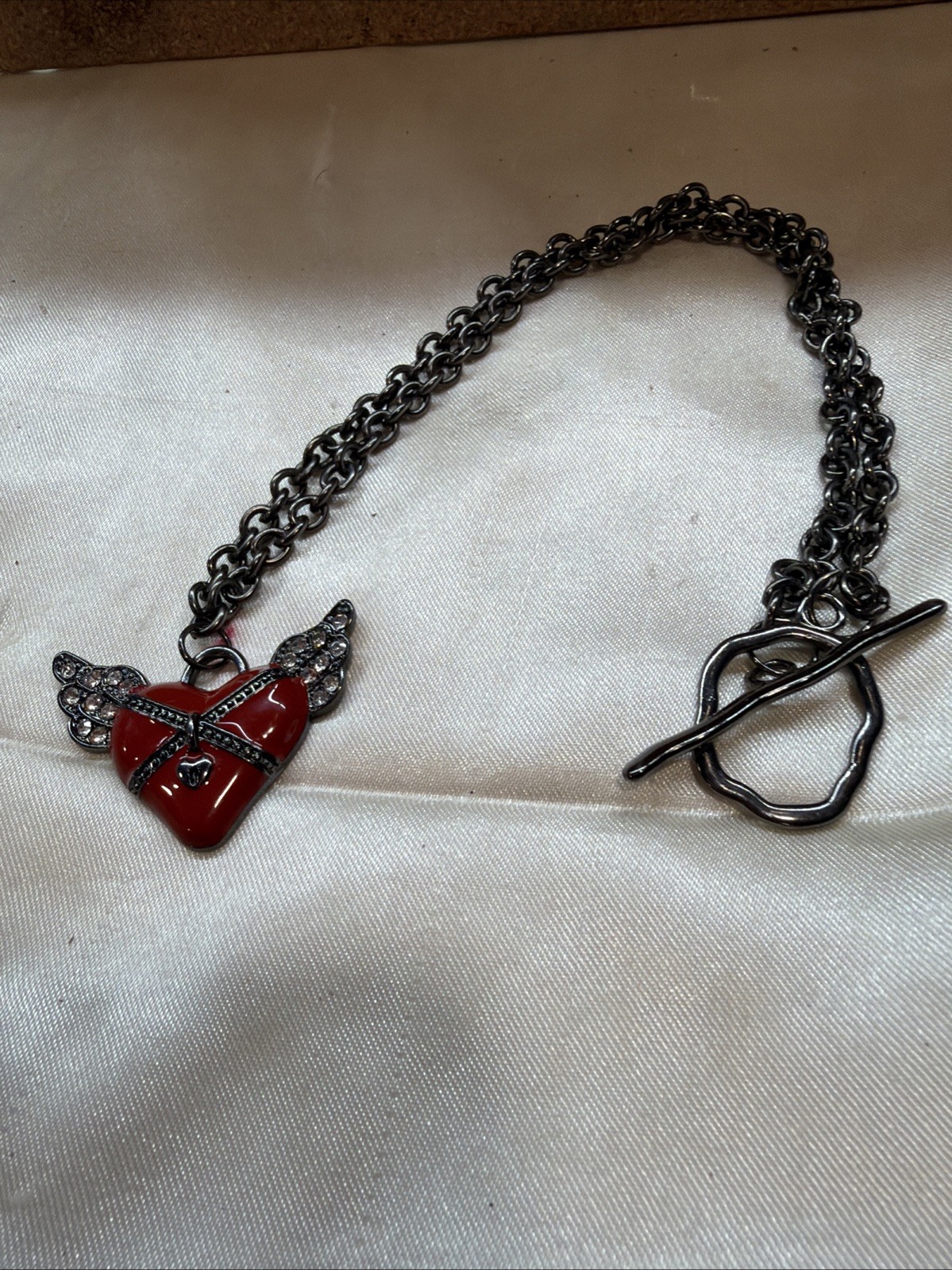 Retro Styles Modern Gothic Necklace with Heart Wings Of Love ! 11 “ Drop WTo W2”