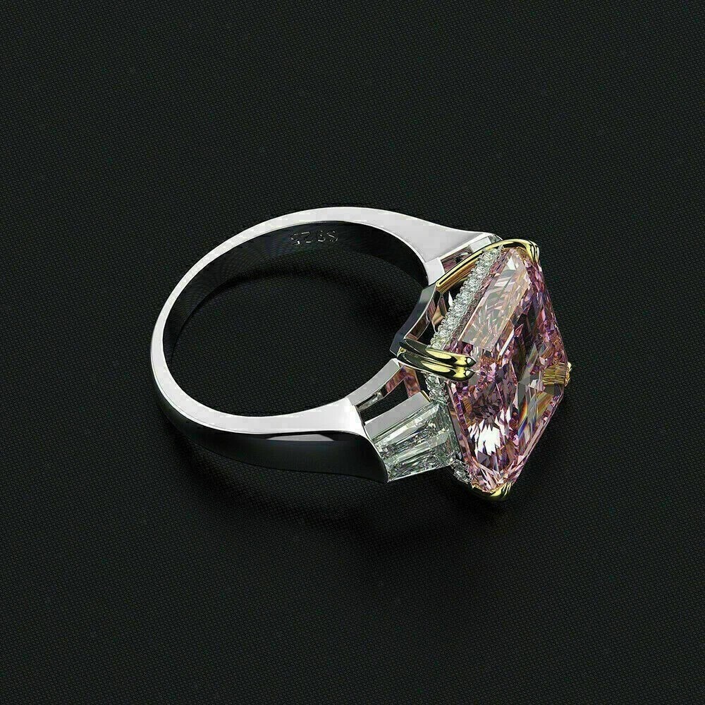 5.00 Ct Natural Sapphire & Diamond Engagement Ring 14K Solid White Gold