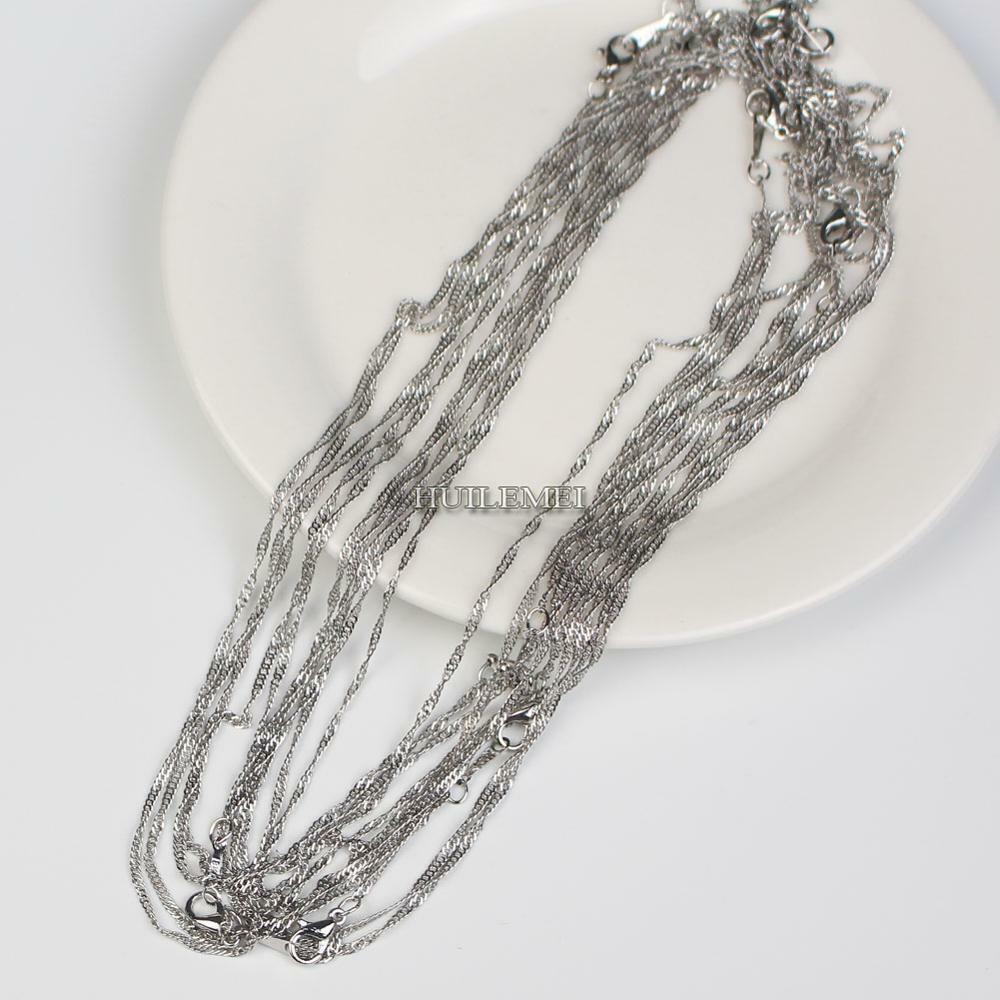 10pcs/lot 2mm White Gold Color Water Wave Chain Necklaces 16″ 18″ 20″ 24″