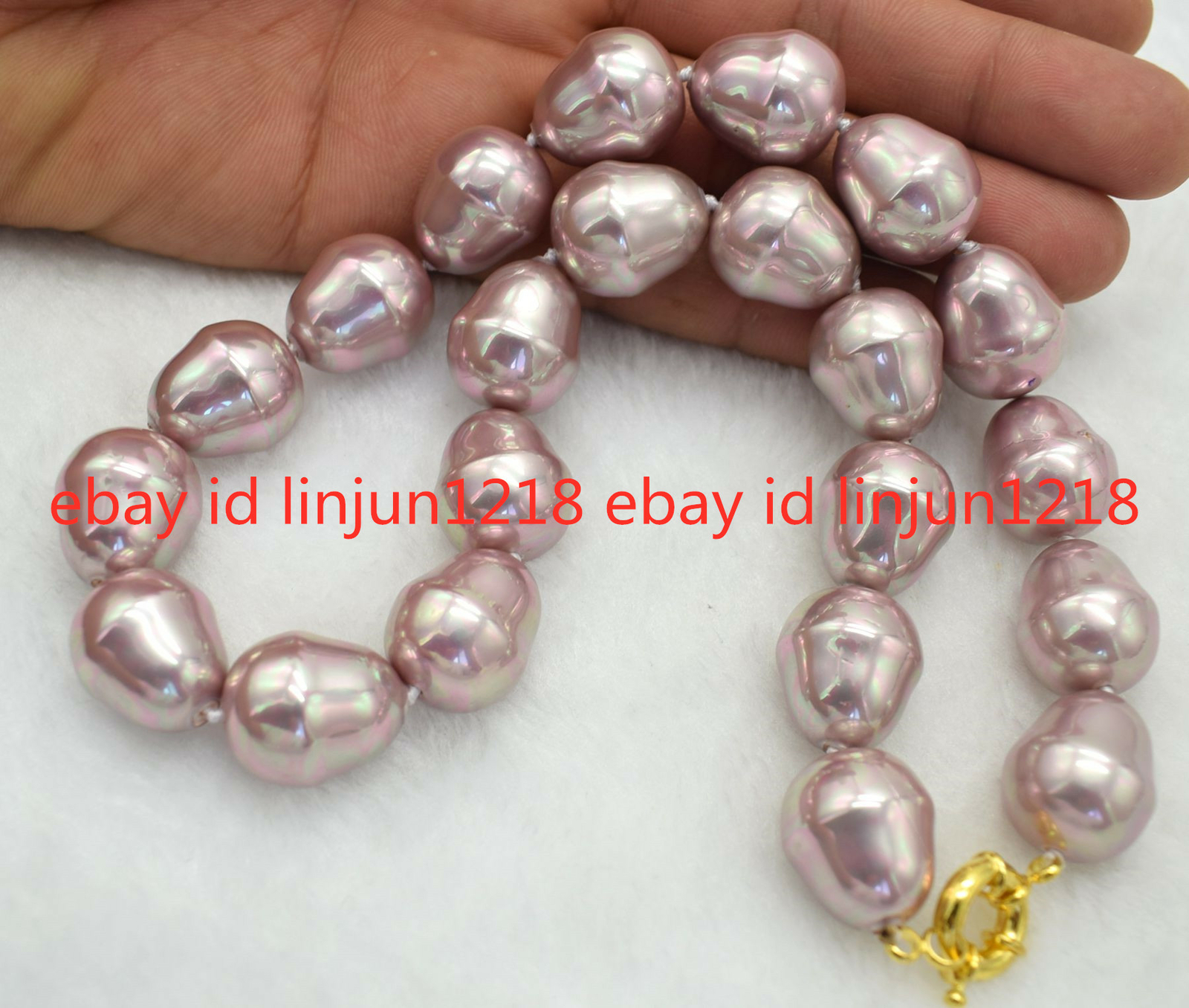 HUGE AAA++ LARGE FASHION 20MM SOUTH SEA PURPLE BAROQUE SHELL PEARL NECKLACE 18″